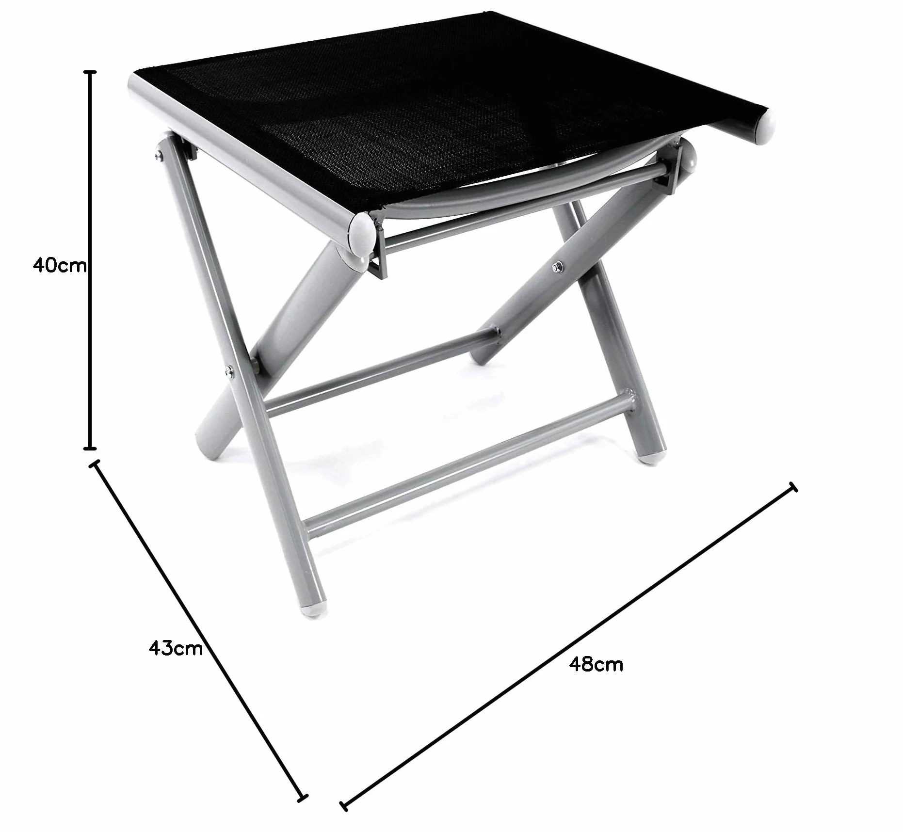 Mojawo Tabouret de Jardin Pliable en Aluminium résistant aux intempéries Argenté/Noir