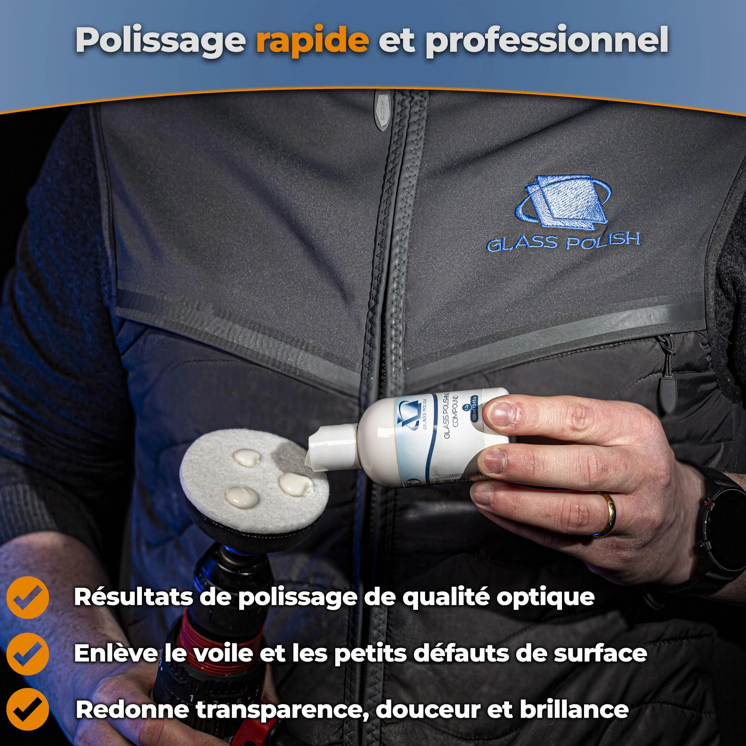 Pâte à polir pour Verre Professionnel 1,2 microns 100 ML Glass Polish 14004