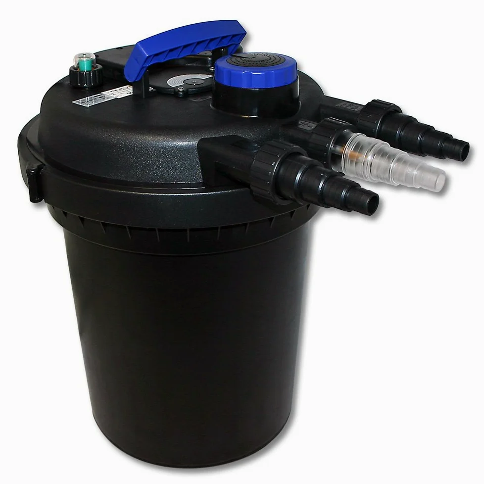SunSun Kit complet: CPF-180 Filtre de bassin à pression jusqu’à 6000 L avec 11 Watt UV-C lampe uv, CTF-8000 SuperECO pompe de filtration 8000l/h 70W, 25m Tuyau 25 mm (1")