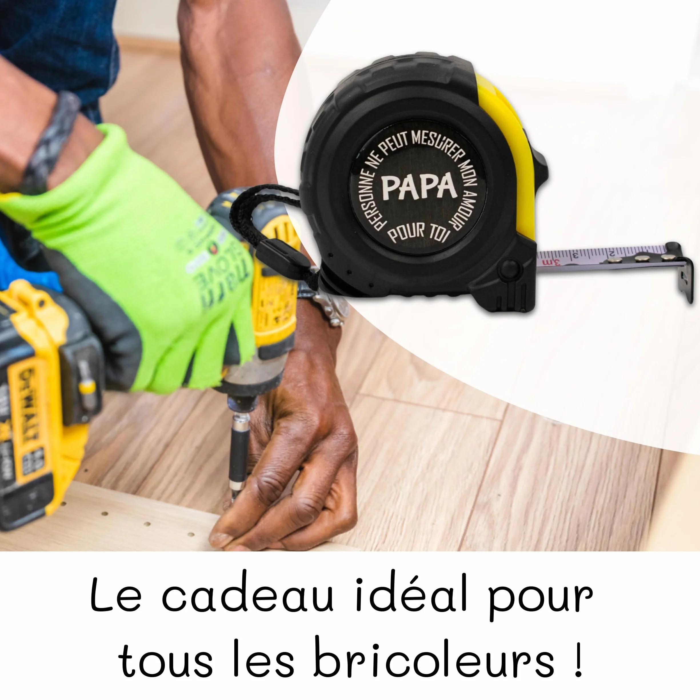 Mètre ruban personnalisable je t'aime papa cadeau fête des pères
