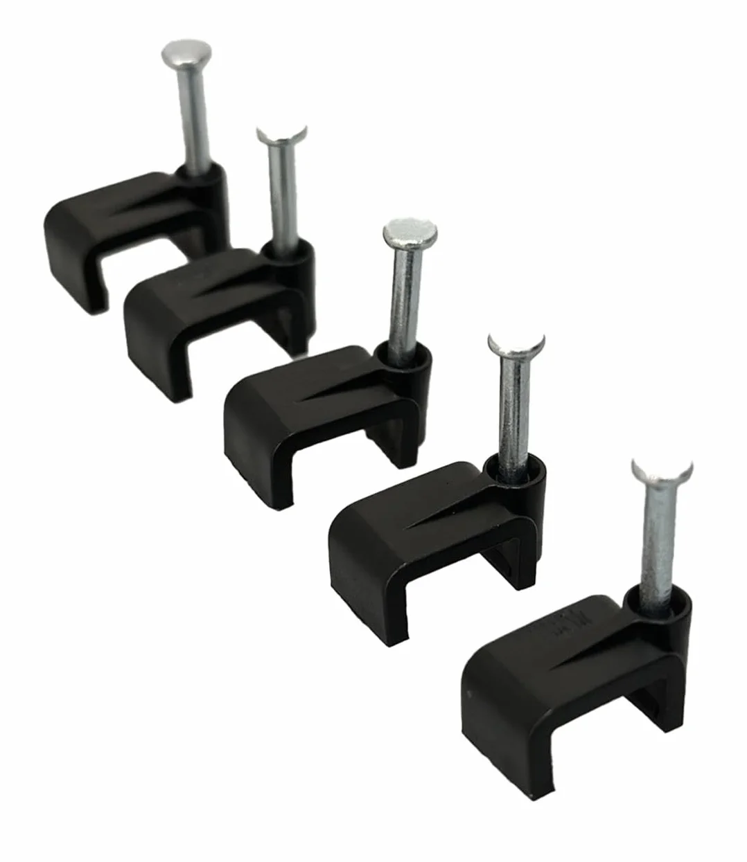 Clips de fixation plats en plastique noir pour câbles électriques TV téléphone Internet - Lot de 50
