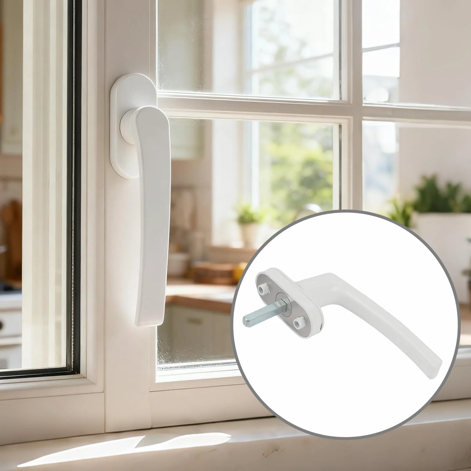 Poignée Fenêtre Aluminium Lot de 2 avec Sécurité Enfant Serrures Fenêtre