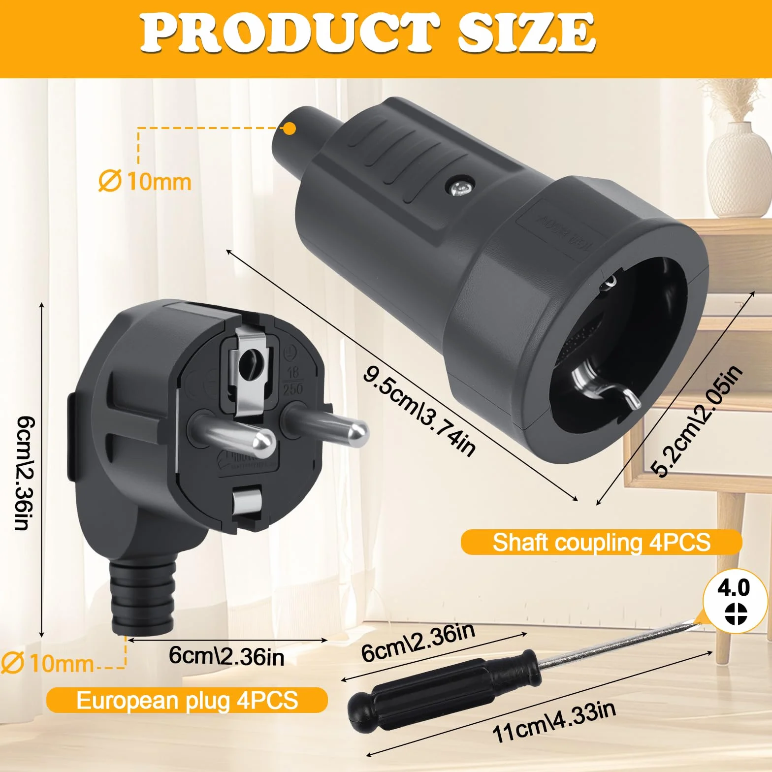 Connecteurs Schuko Fiche Prise Femelle 250V 16A IP20 Ignifuge Lot de 8