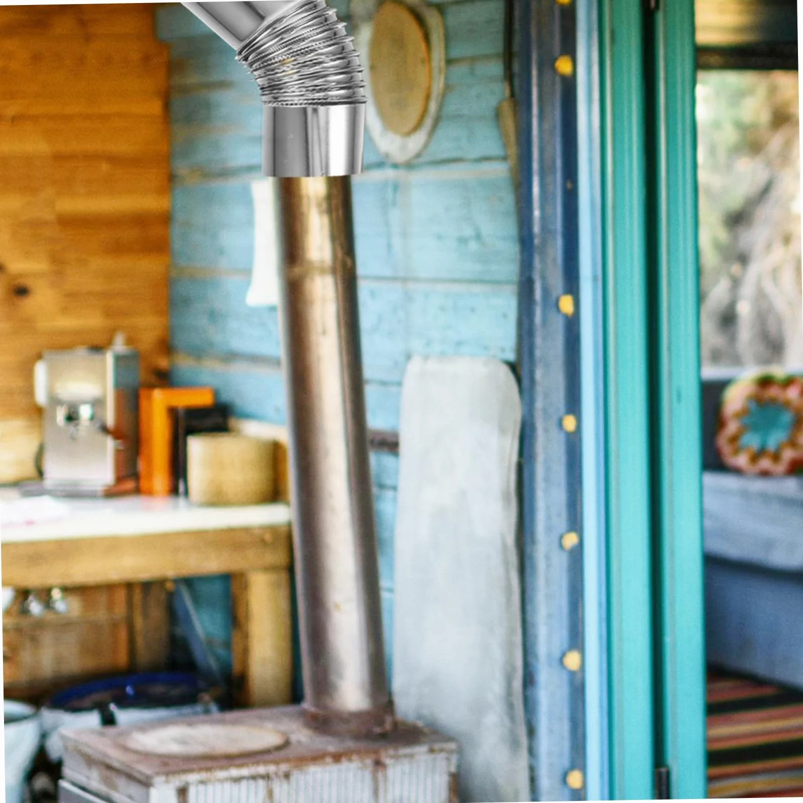Coude de Cheminée en Acier Inoxydable 45° pour Chauffage de Camping Argenté