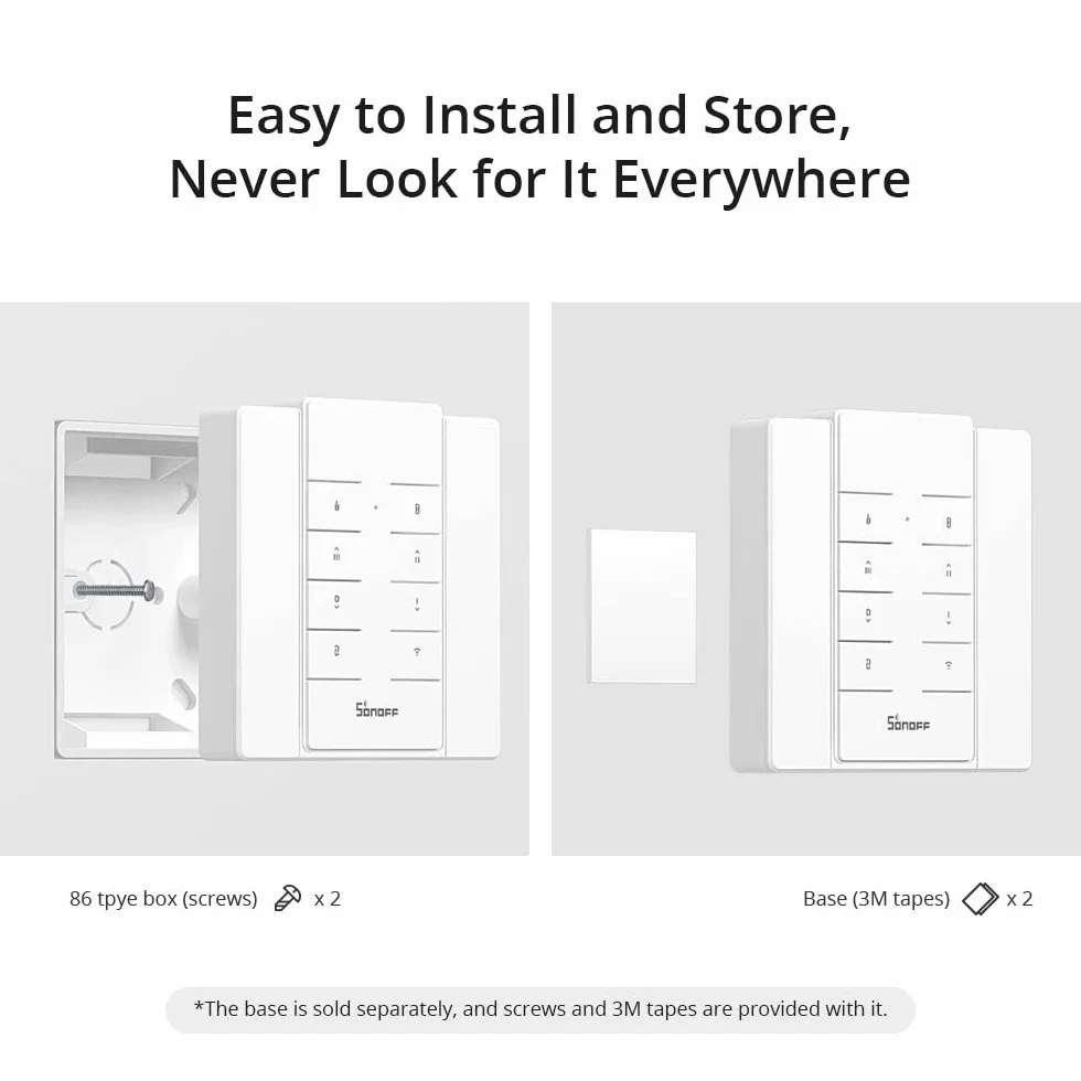 Wall-mounted base for Sonoff RM433 remote control