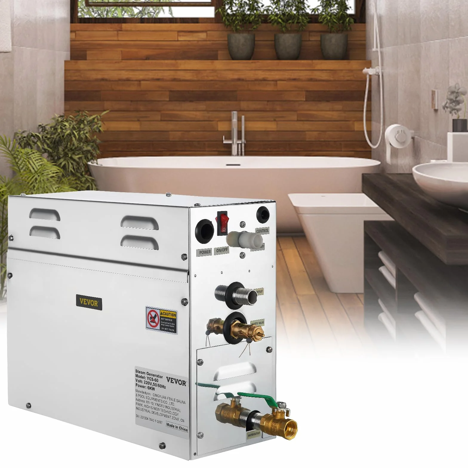 Générateur de vapeur 6 kW pour sauna avec contrôleur numérique