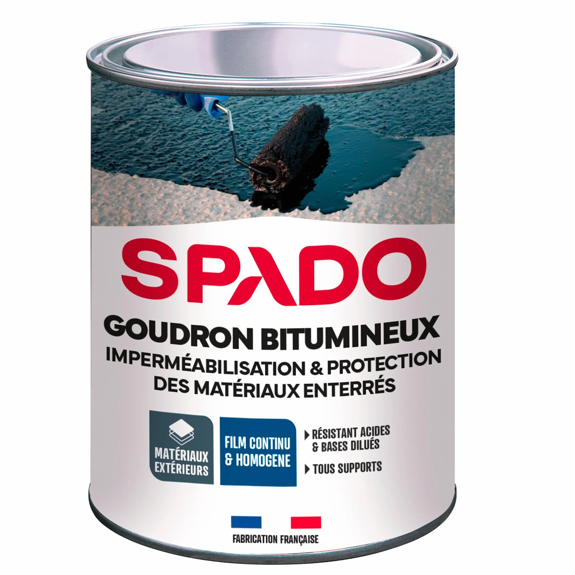 Goudron Bitumineux Imperméabilisant Protection Surfaces Extérieures Enterrées Bois Anti-Rouille Anti-Acide Anti-Humidité 1 Litre