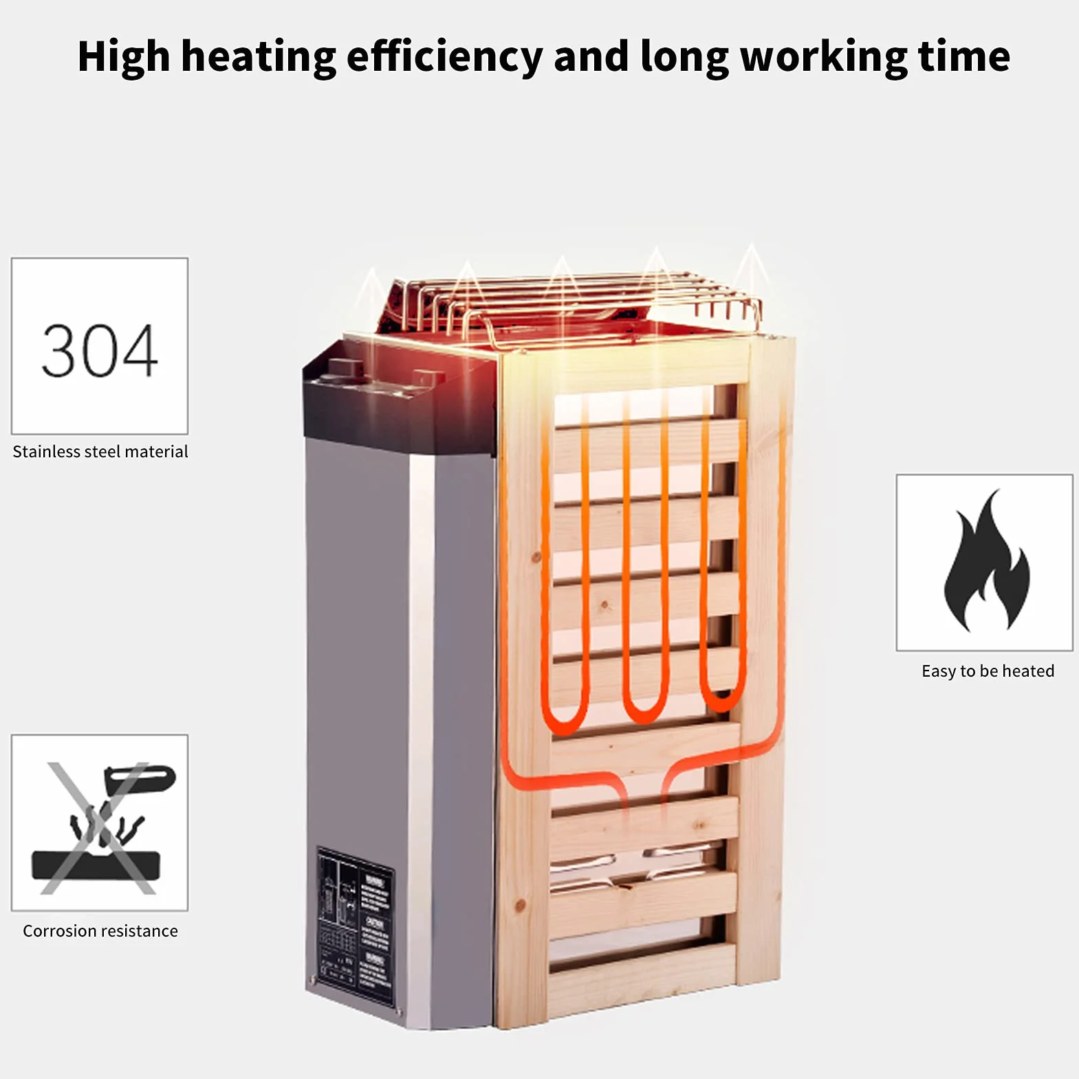 Poêle de sauna 3,6 KW acier inoxydable chauffage interne 230 V