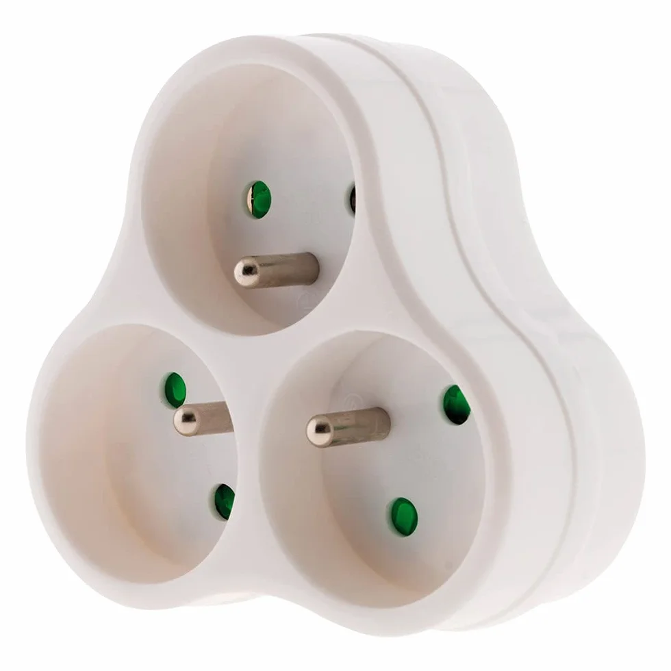 Triplite Triangulaire 3x16A Multiprise 2P+T Sécurité Enfant Polypropylène NF Blanc