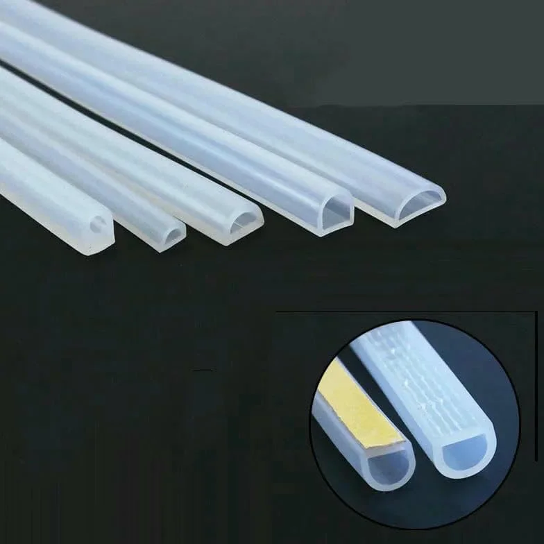 Bande d'étanchéité en caoutchouc de silicone en forme de D, 1 m, autocollante, haute température, pour porte et fenêtre, isolation phonique