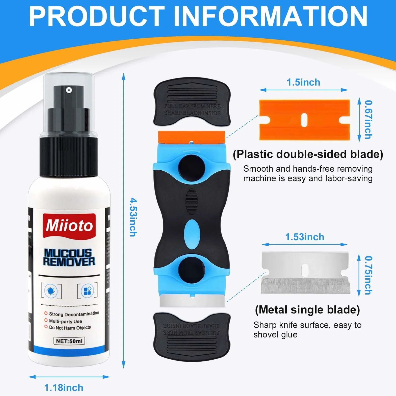 Dissolvant Colle Spray Décapant Adhésif 50ML avec Grattoir Polyvalent