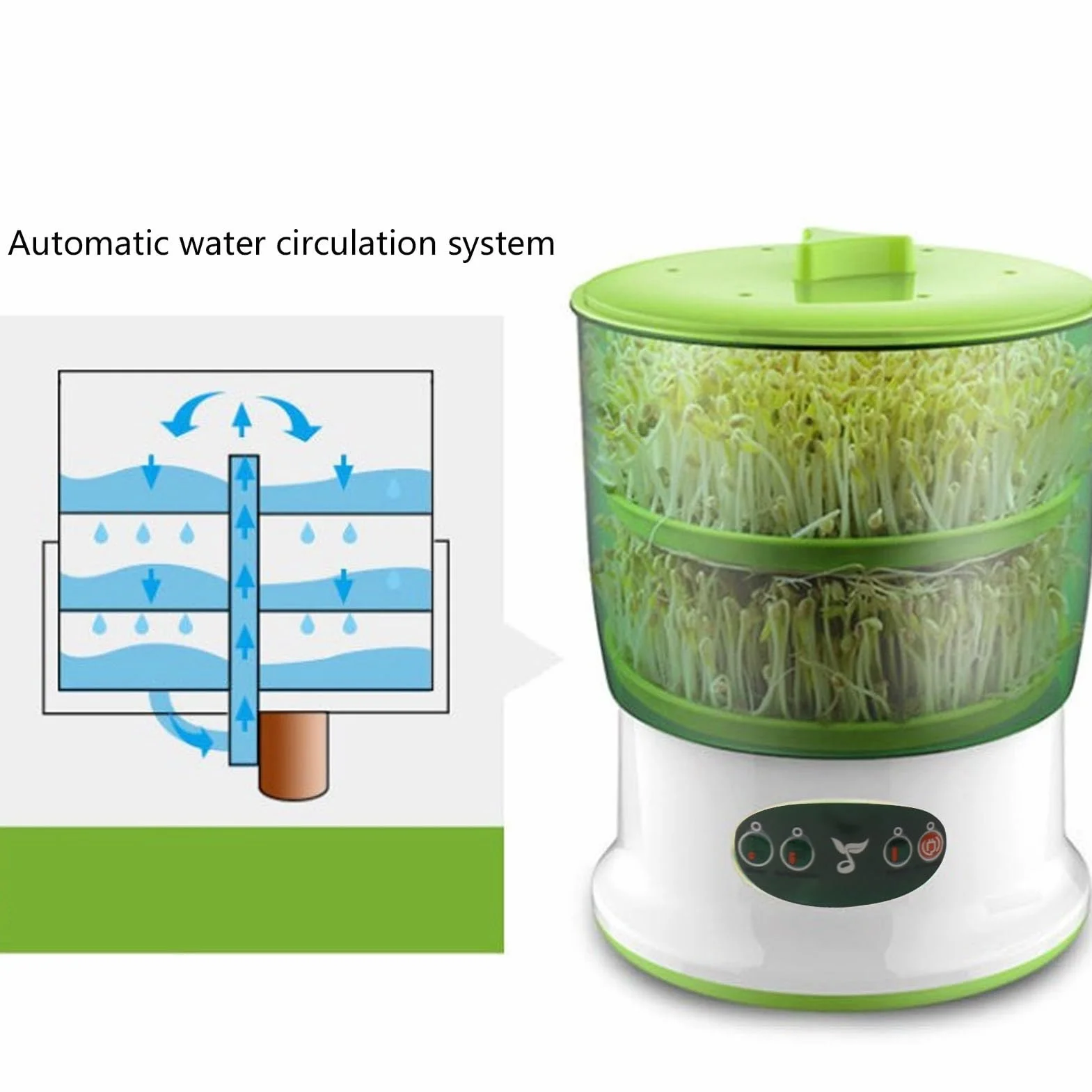 Automatique Machine de Germination de Haricots 2 Couches, Germoir Intelligent LED, Prise UE 220V