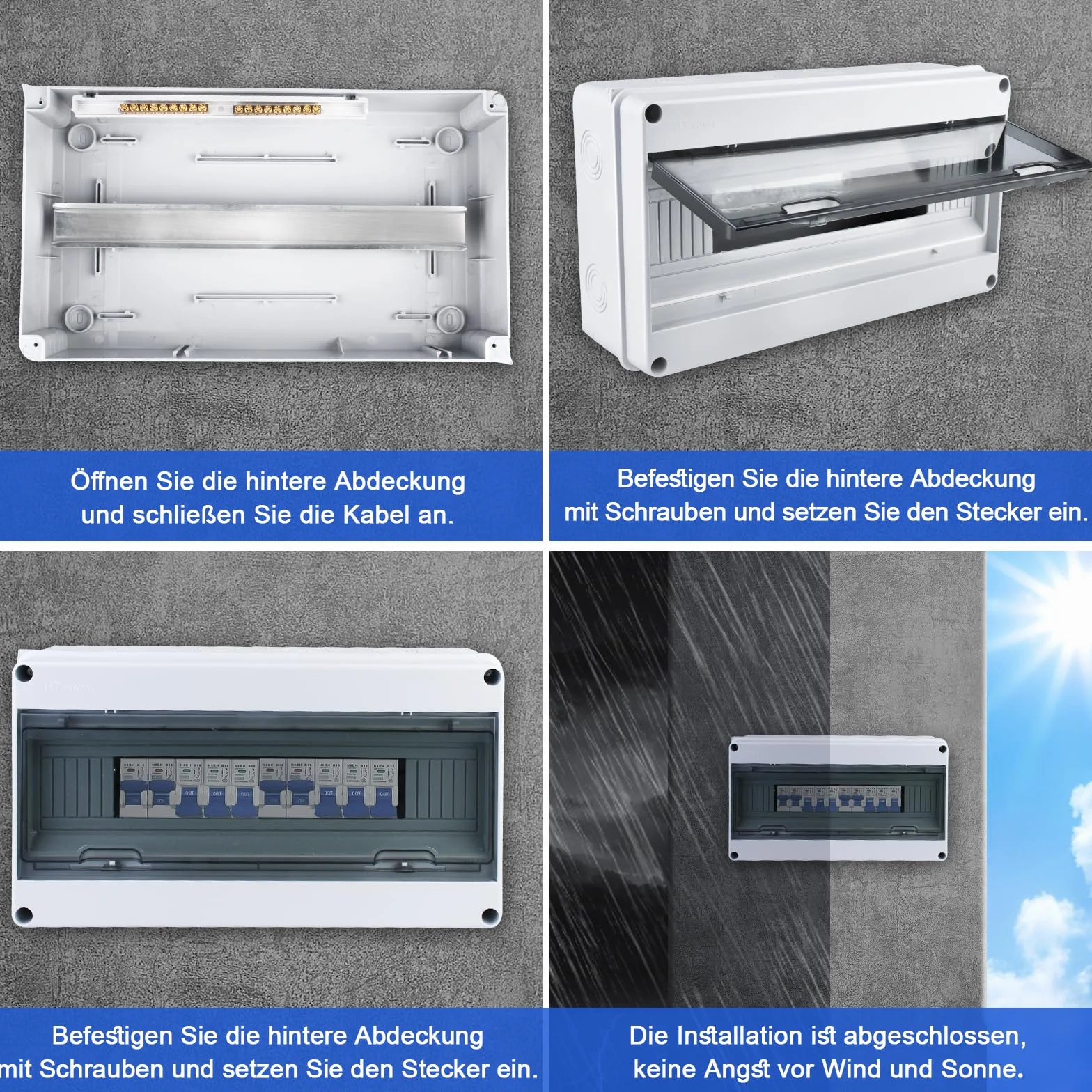 Tableau de distribution électrique IP65 18 modules HOSPAOP en saillie