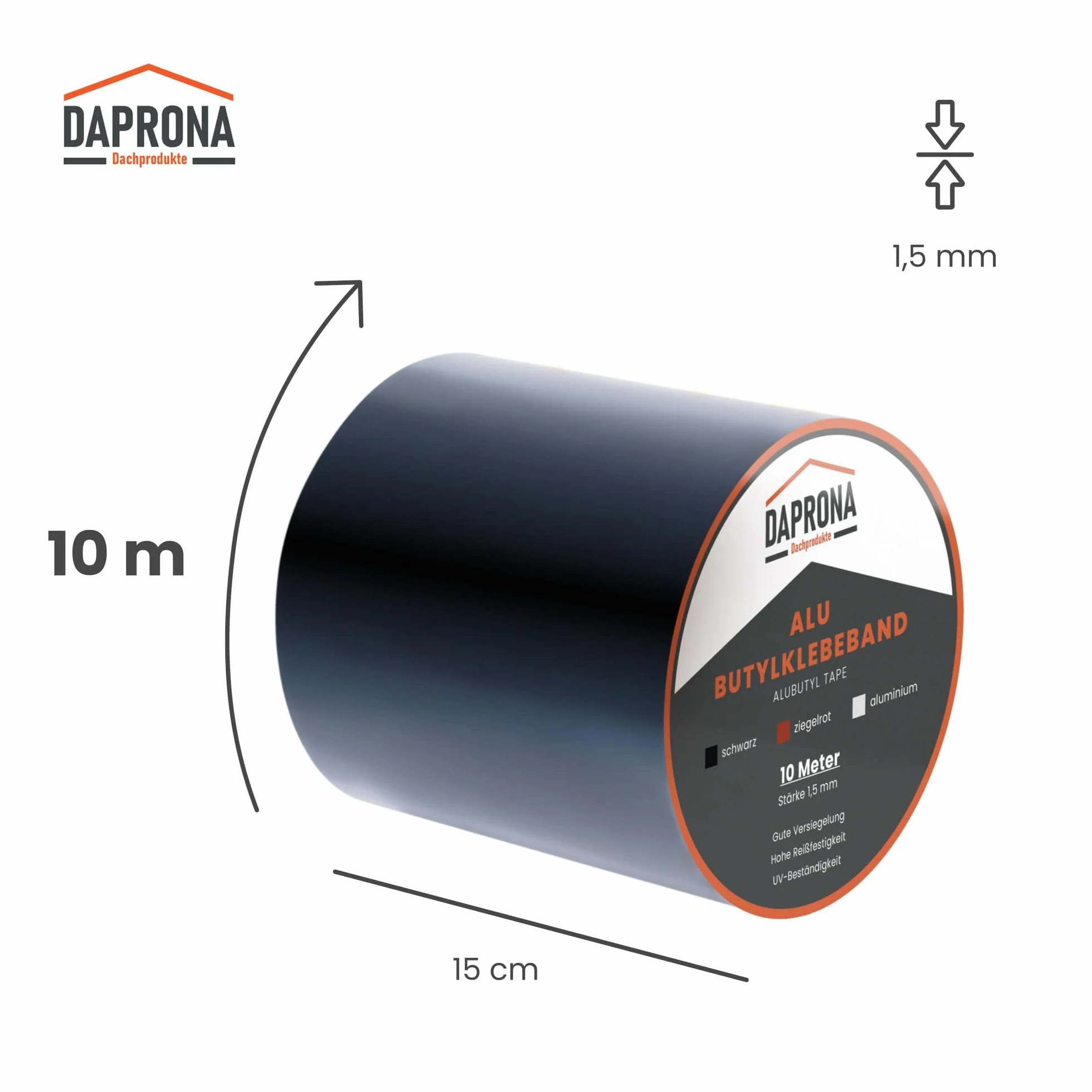 Bande d'étanchéité 10m 150mm noir aluminium résistante à l'eau