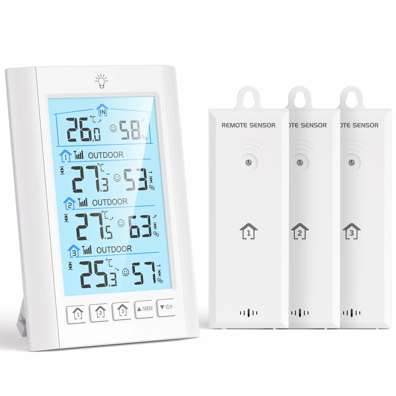 Station Meteo Interieur Exterieur Sans Fil LIORQUE Thermometre Hygrometre avec 3 capteurs LCD Portee Transmission 100m