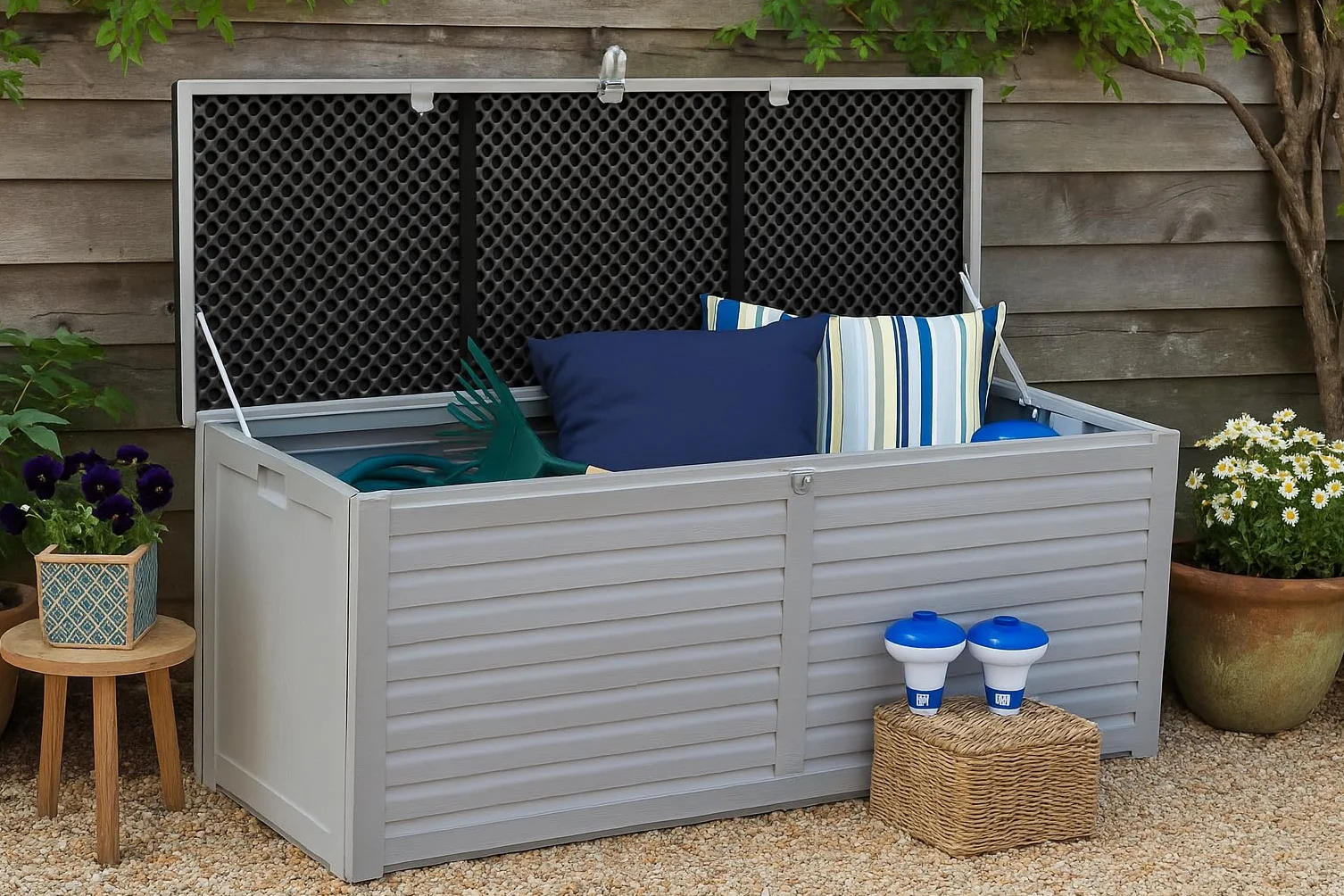 Linea Garden Friend Coffre de Rangement Plastique Gris