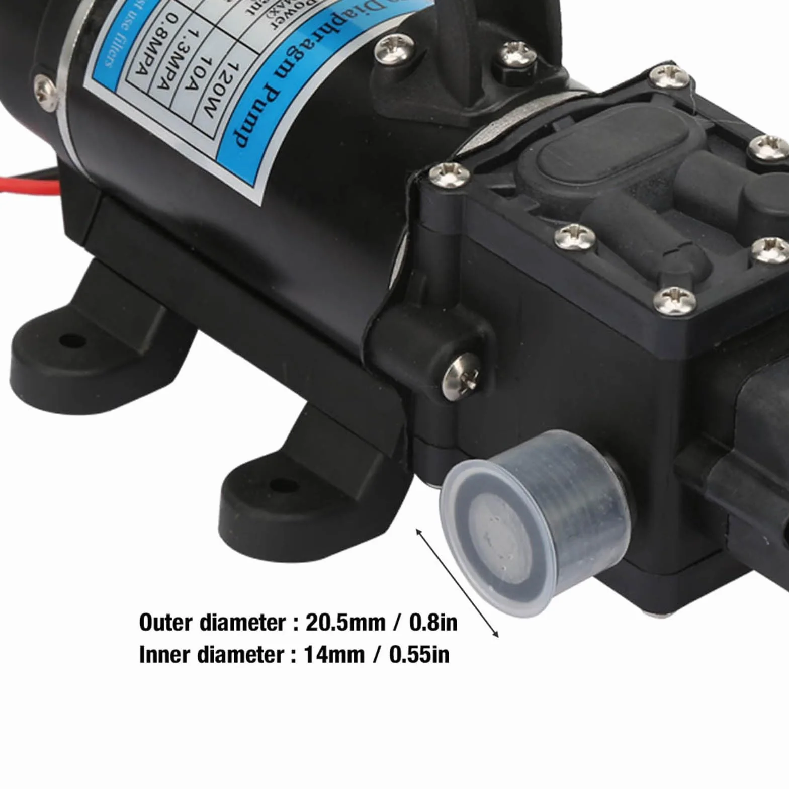 Pompe à Eau Électrique Pompe à Diaphragme Amorçage Automatique 10L/M Protection Surintensités Laveuse Haute Pression 12V