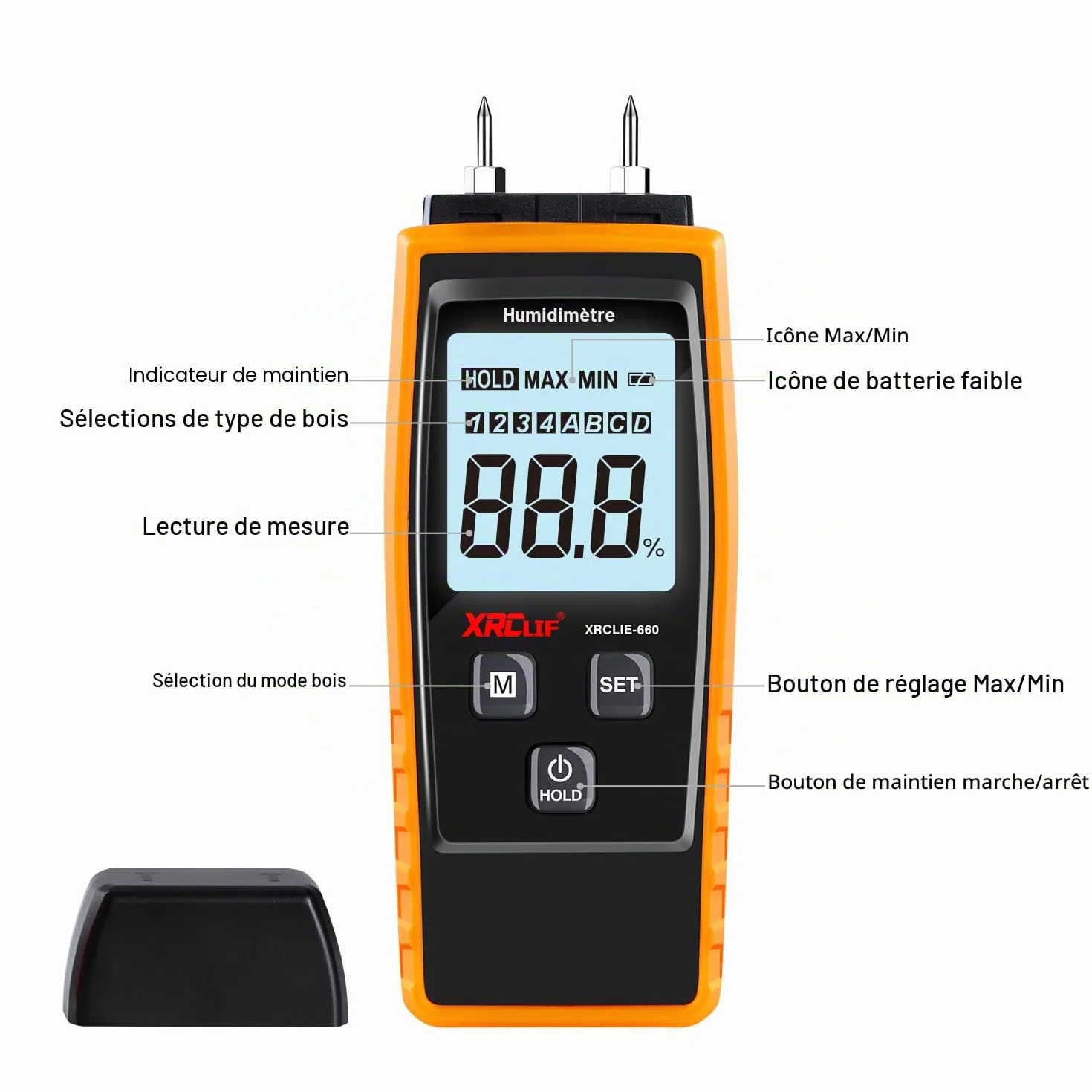 XRCLIF Testeur Humidité Mur & Bois, Compteur de fuites, Détecteur Teneur en eau avec Rétroéclairage LCD