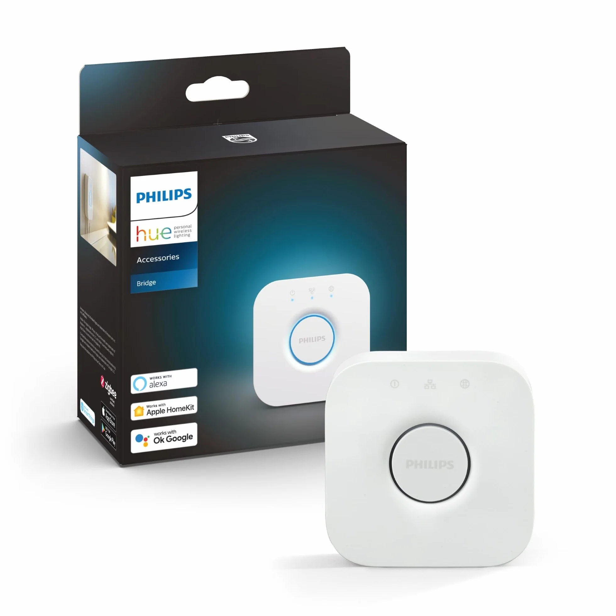 Philips Hue Bridge 2.0 Hub Central Contrôle Éclairage Intelligent Alexa Google Assistant Apple HomeKit