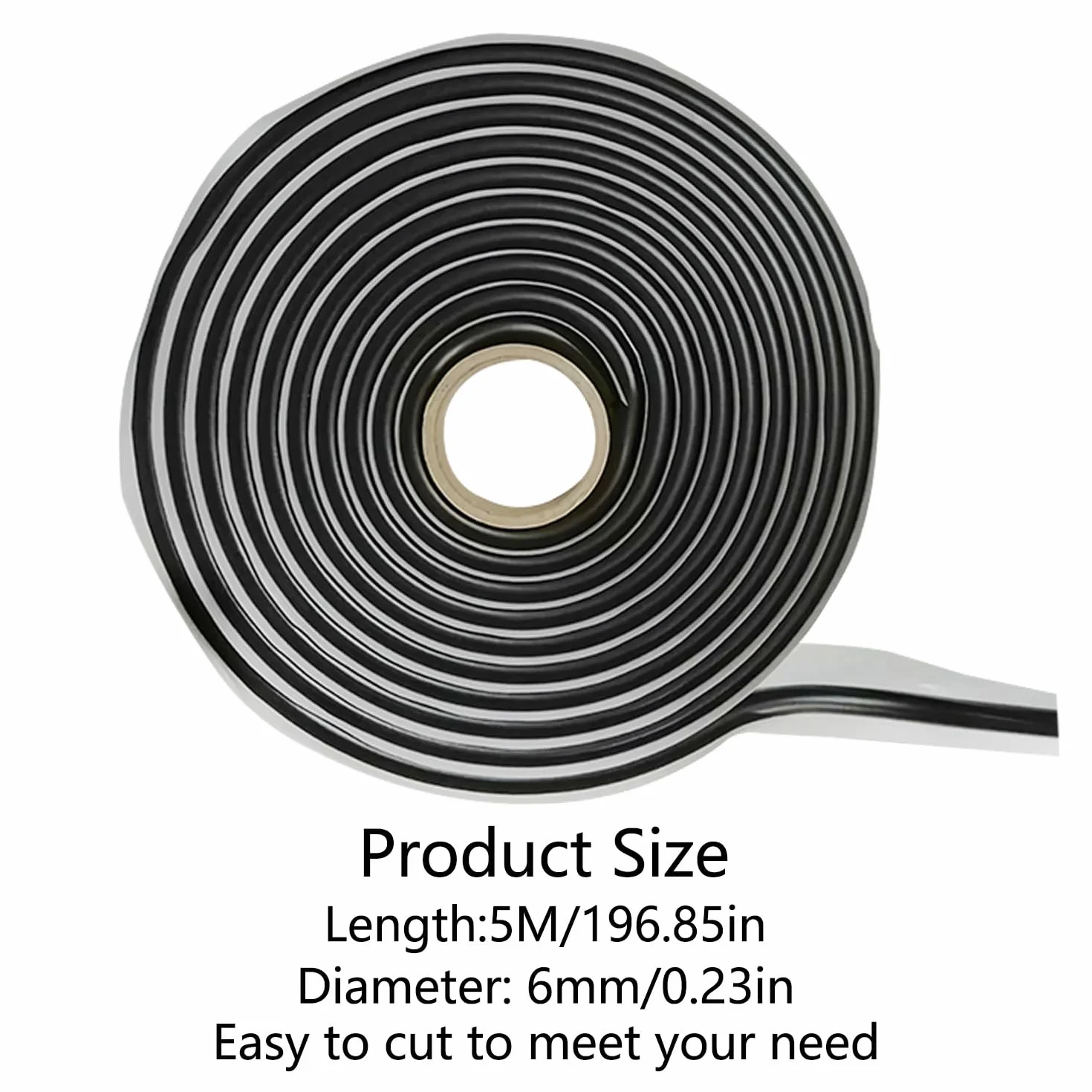 Ruban Butyle Noir 6 mm x 5 m Butyl Tape Ruban Etancheite pour Phares de Voiture et Fenêtres