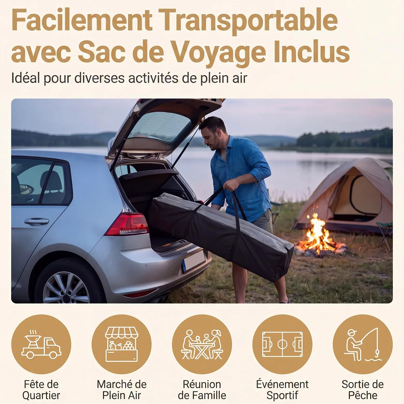 RELAX4LIFE Tonnelle Pliante 3x3 Imperméable, Barnum Pliant Facile à Monter, Protection Solaire UPF50+, Tissu Oxford Argenté, Cadre Métallque, Sac Inclus, Gazebo 3x3 pour Terrasse Marché Camping(Blanc)