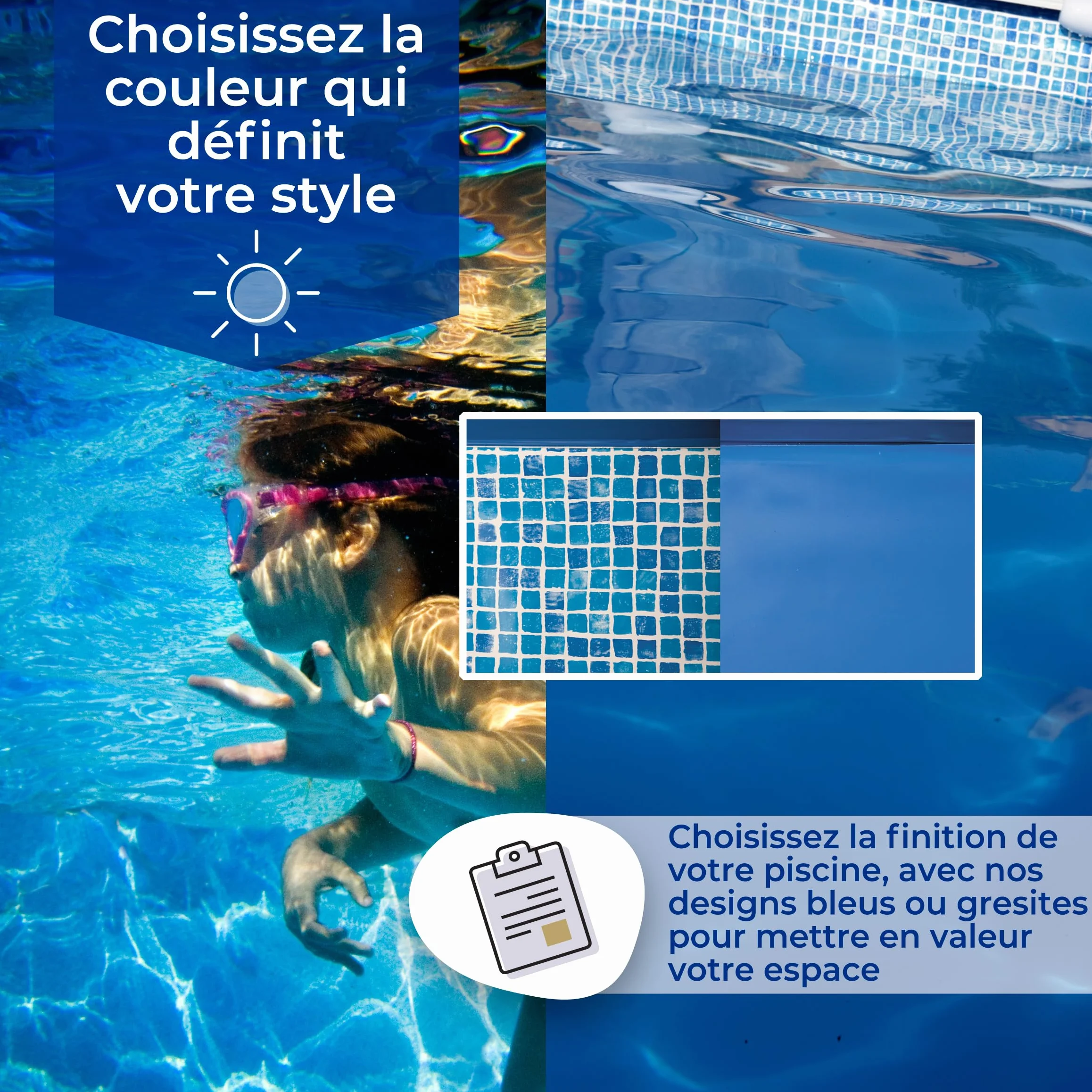 Gre FSP300 Liner uni Bleu piscine Ronde Ø300 H90cm épaisseur 20/100e Overlap