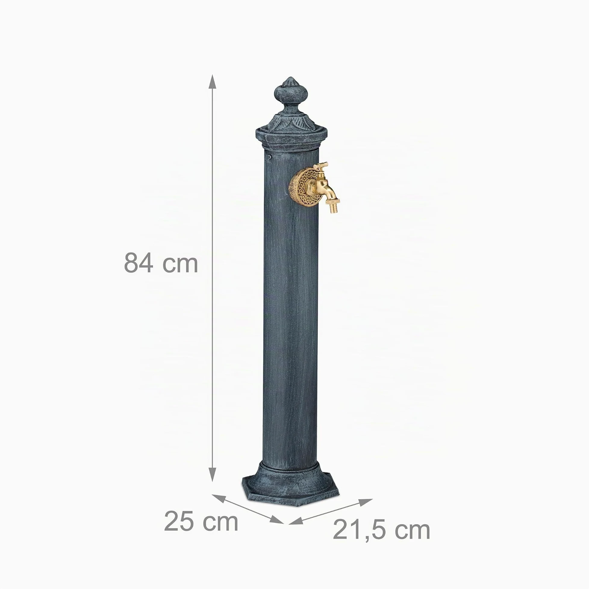 Relaxdays Fontaine extérieure de Jardin, Design Antique, pour Le Jardin ou la terrasse, HLP 84x21,5x27 cm, Gris
