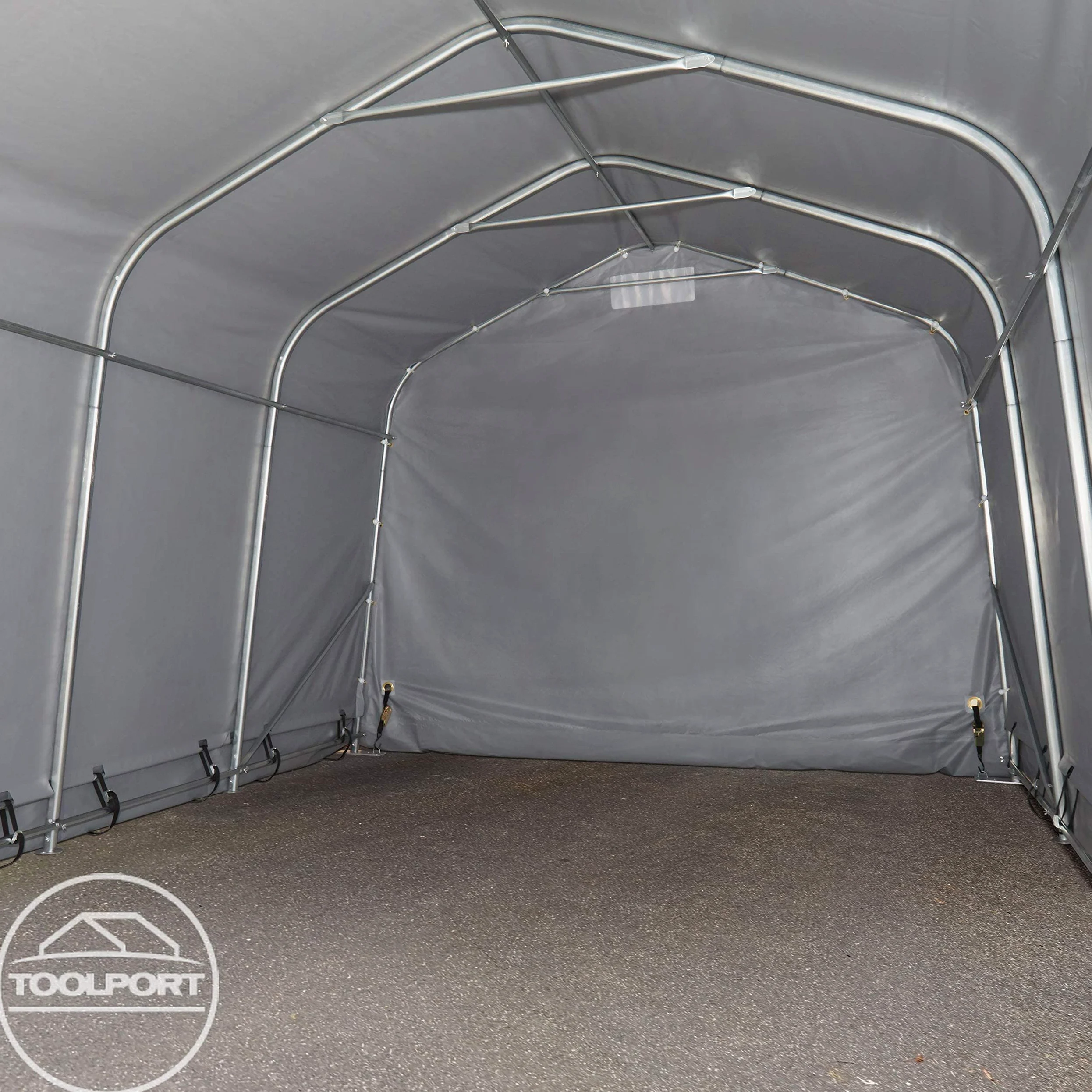 TOOLPORT Tente-Garage carport 3,3 x 6,0m d'élevage abri agricole Tente de Stockage bâche PVC 800 N Armature Solide Gris