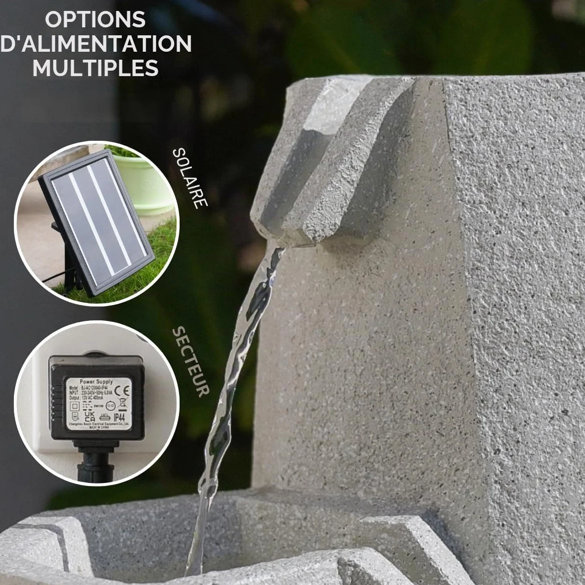 Fontaine solaire blanche en cascade LED SL122