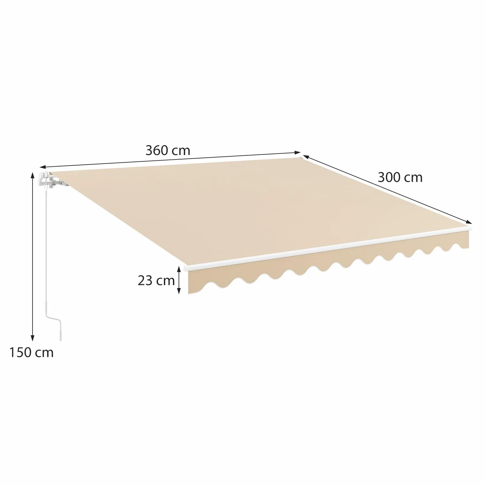 GOPLUS Store Banne Manuel 3,6Mx3M, Auvent de Terrasse Extérieur et Tissu Résistant aux UV avec Manivelle et Angle Réglable 5-35°pour Patio,Balcon,Terrasse(Beige)