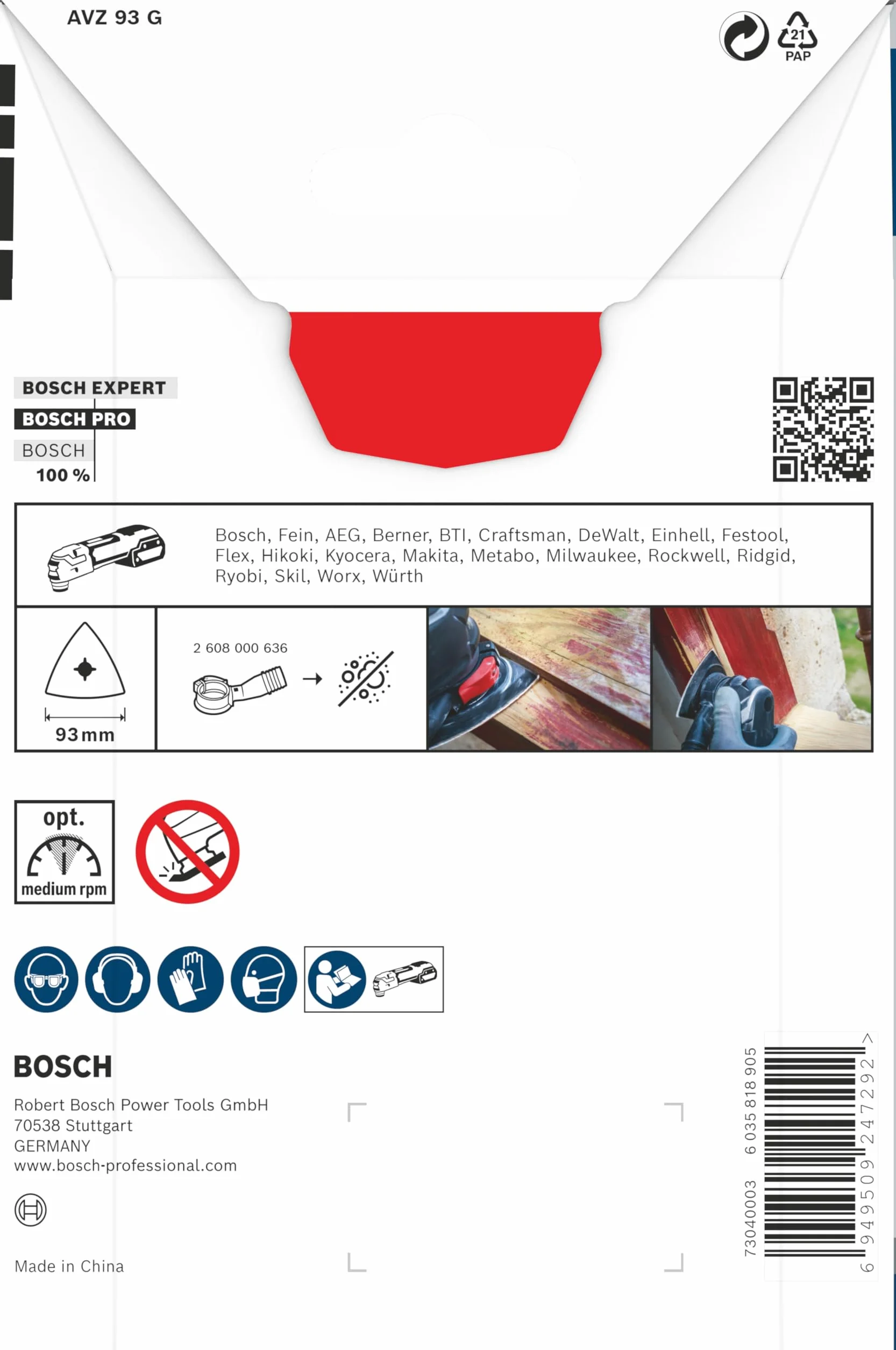 Bosch Plateau de ponçage PRO AVZ 93 G Ø 93 mm Accessoire Outil multifonction