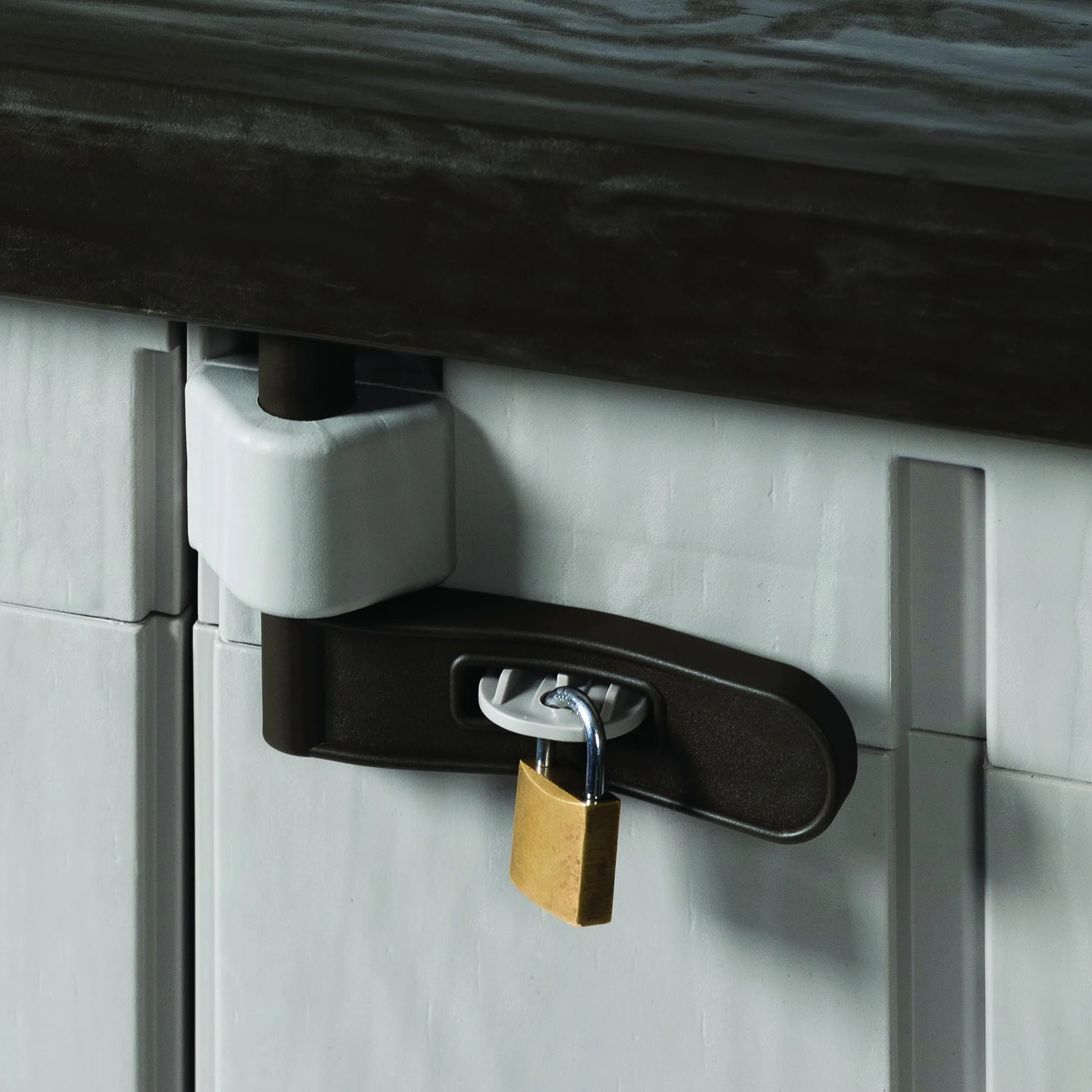 Toomax Stora Way Boîte à Outils extérieure polypropylène recyclé Effet Bois 1270 l Gris Taupe Marron