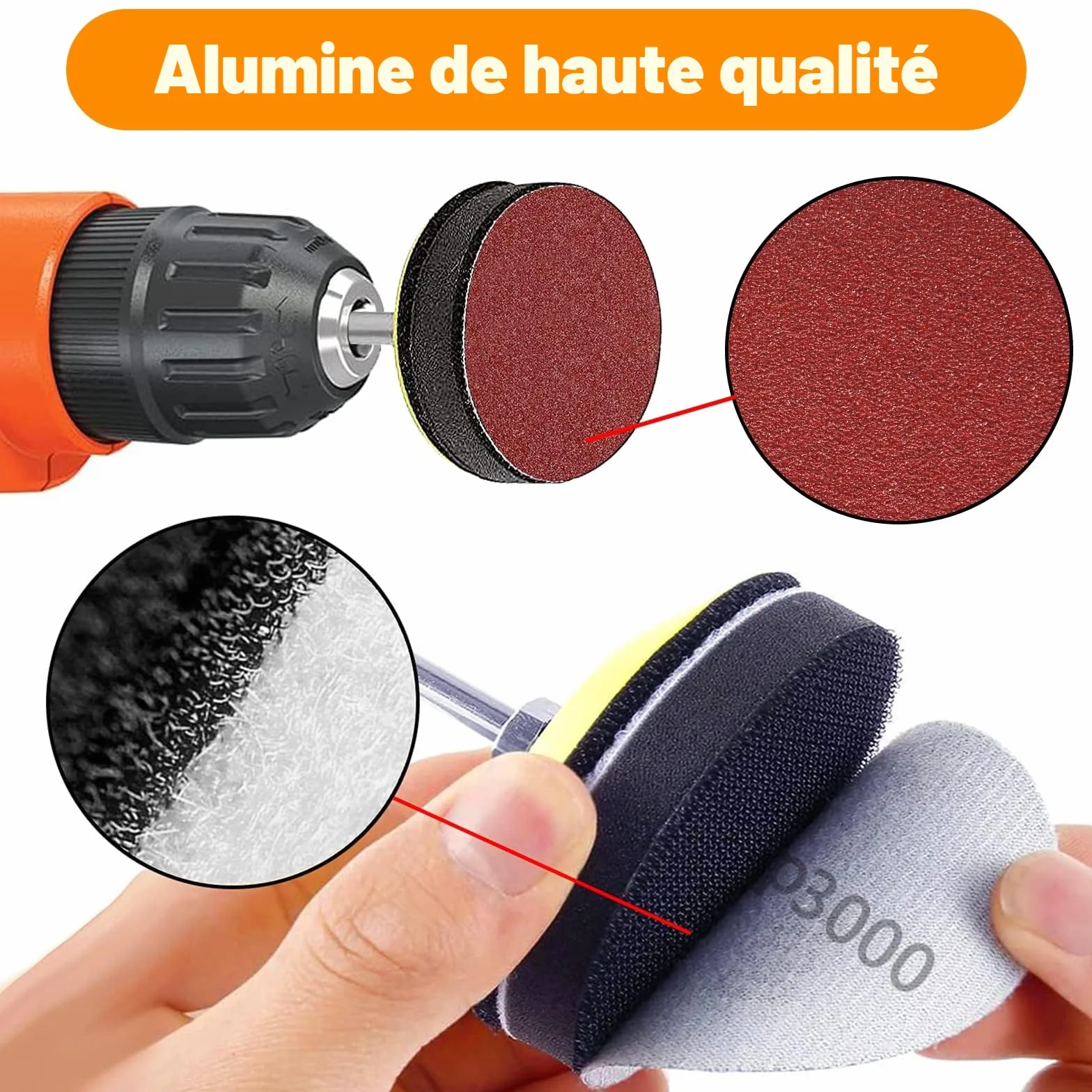 KONGMING 130 Pièces Disques Abrasifs 50mm Grain 80-3000 Kit de Ponçage 2 Pouces