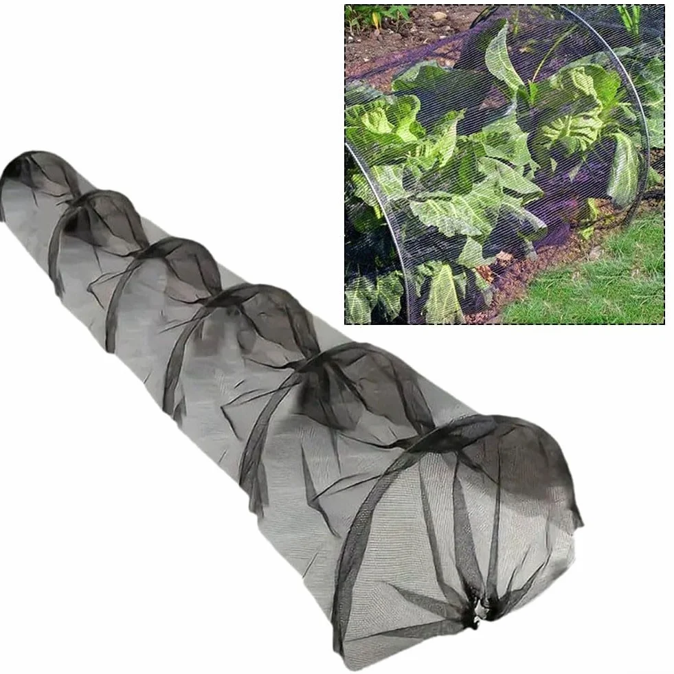 HpLive Tunnel de jardin en maille noire - 300 x 45 x 45 cm - Résistant au gel - Protection contre les intempéries