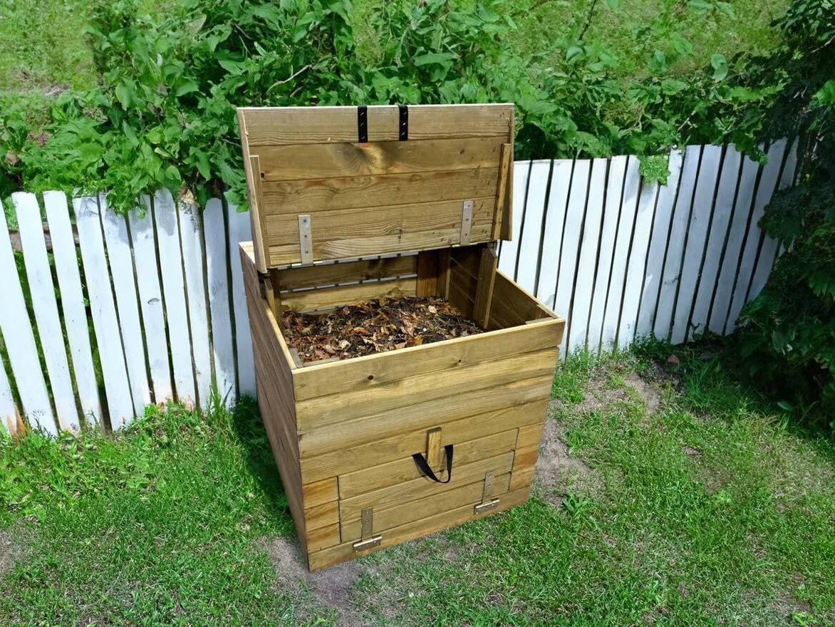 Composteur en Bois 500L Douglas 80 x 80 x 85 cm