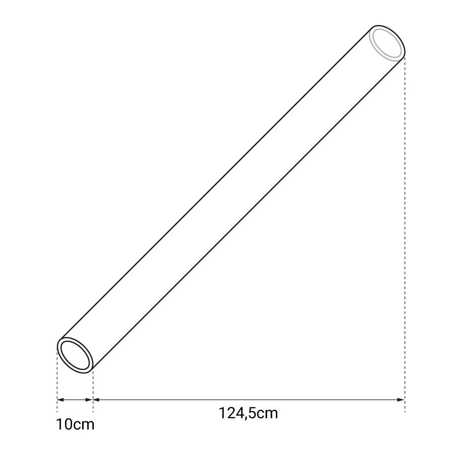 Tube en Verre de Remplacement pour Parasol Chauffant Gaz STOCKHOLM – Transparent Ø10 × H125,4 cm