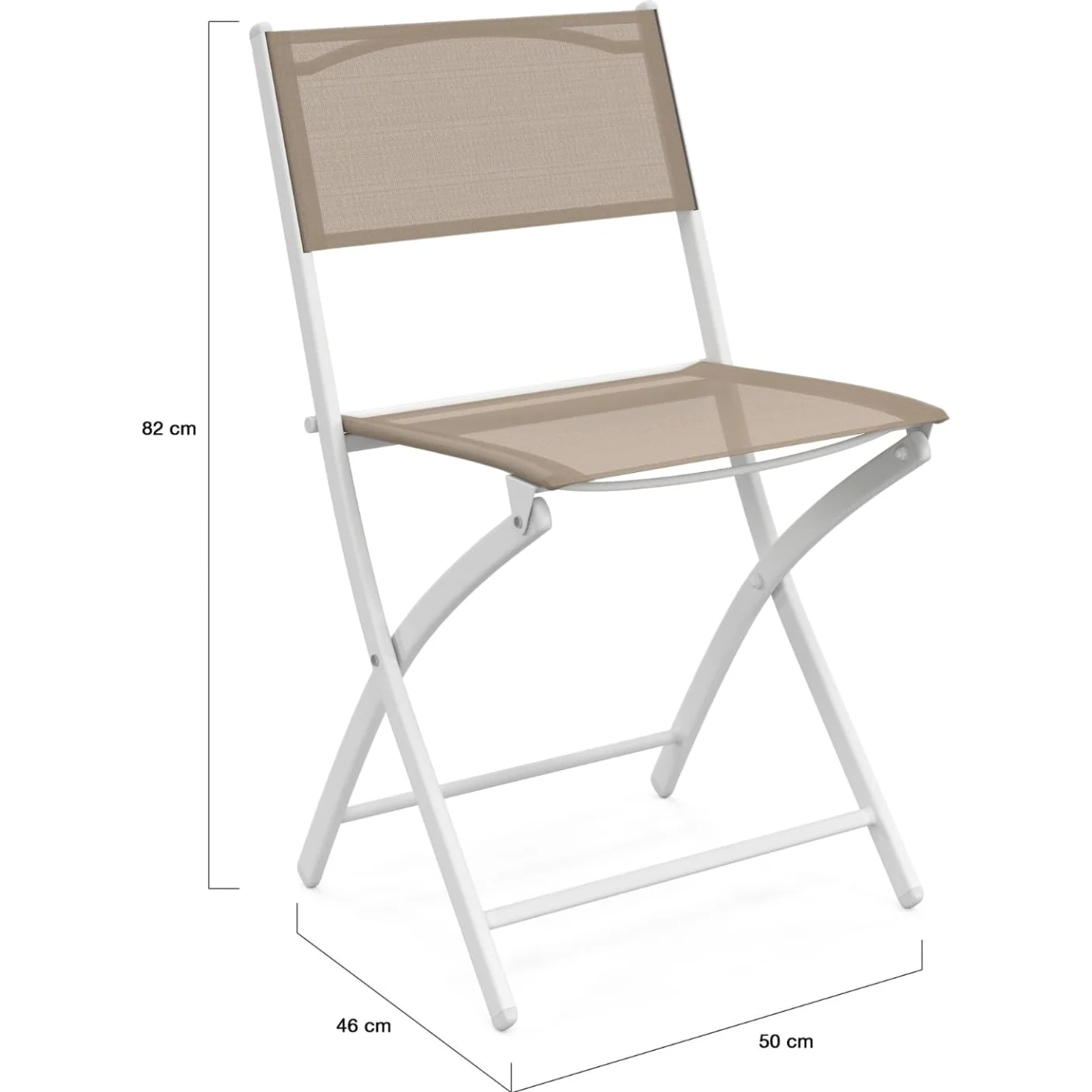 IDMarket - Lot de 6 chaises de Jardin Pliantes Bastia métal et textilène Blanc et Beige