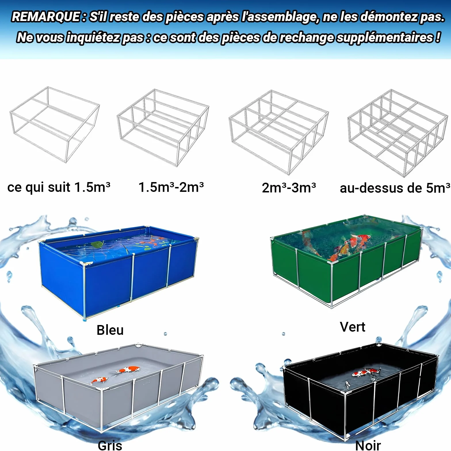 Étang Pisciculture Renforcé 1.2x1x0.5m Noir Bassin Extérieur