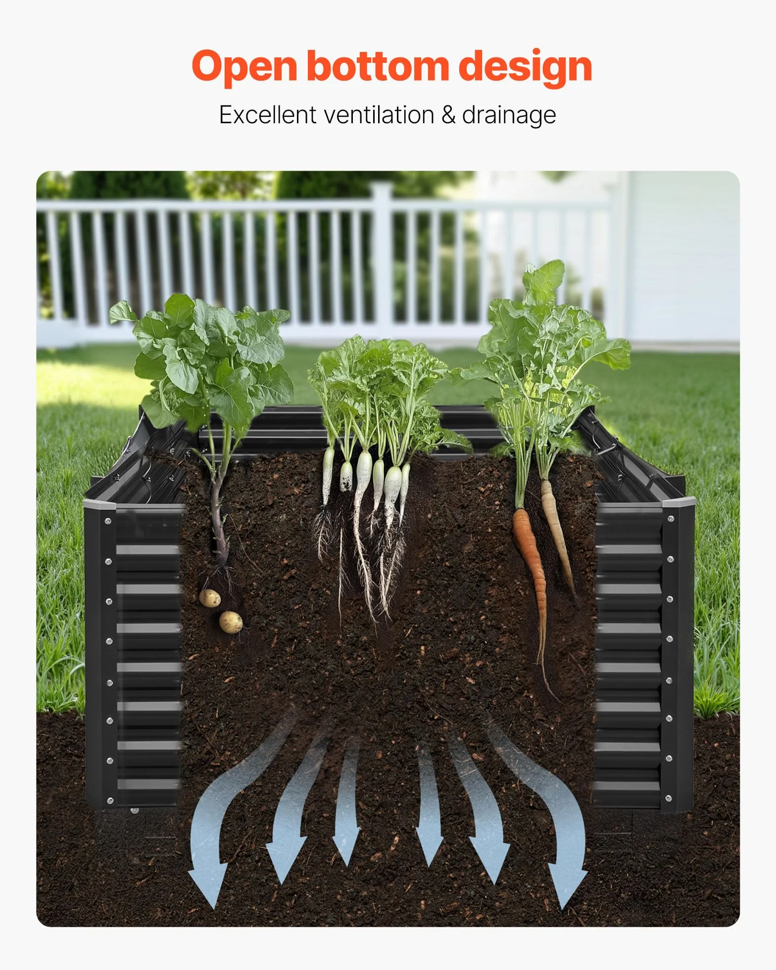 VEVOR Potager Surélevé Métal 240x120x60 cm Galvanisé Gris Foncé