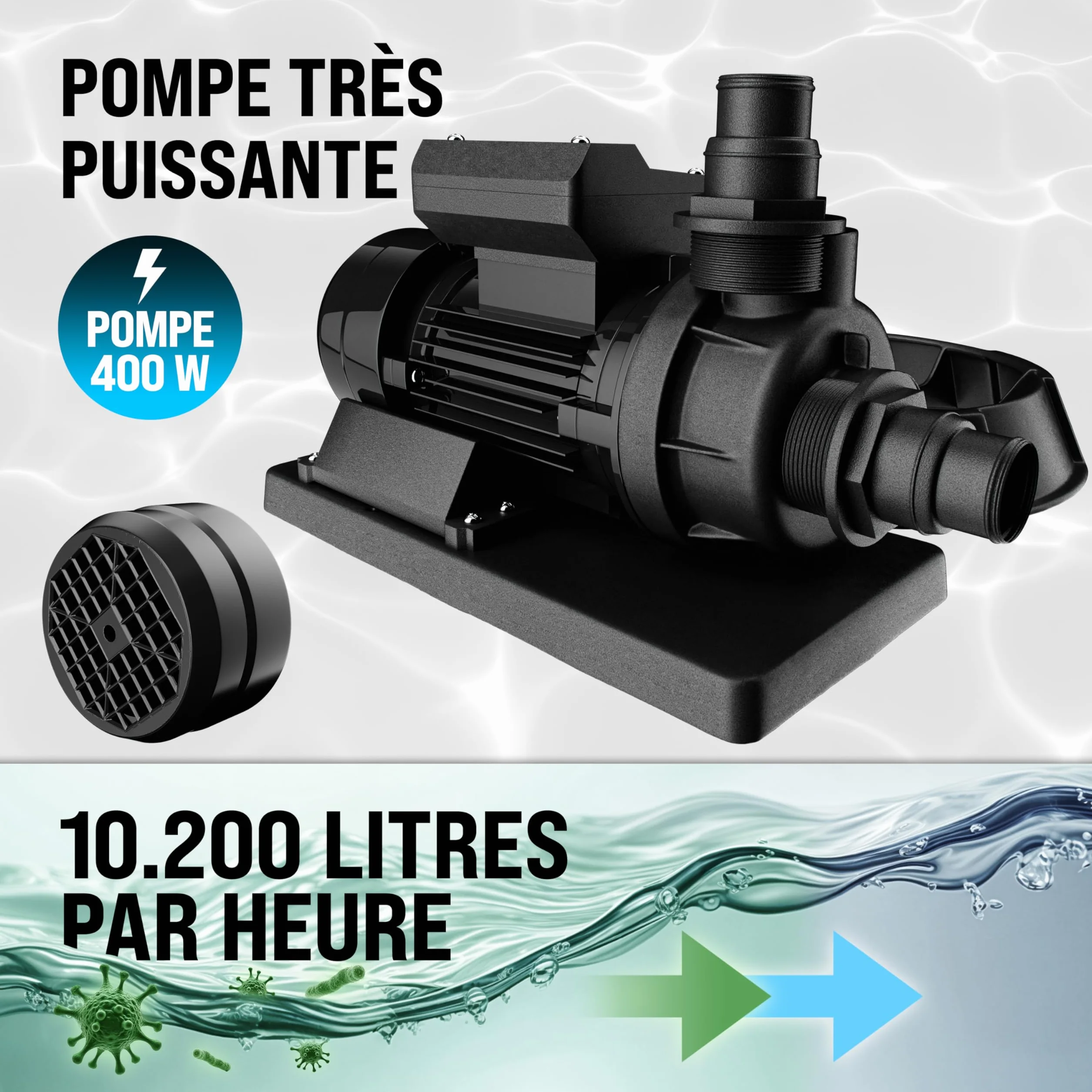 MONZANA Pompe filtre à sable 10,2 m³ auto-amorçante pour piscines jusqu'à 35 m³ certifié TÜV vanne 7 voies raccord 2en1 Ø32-38mm