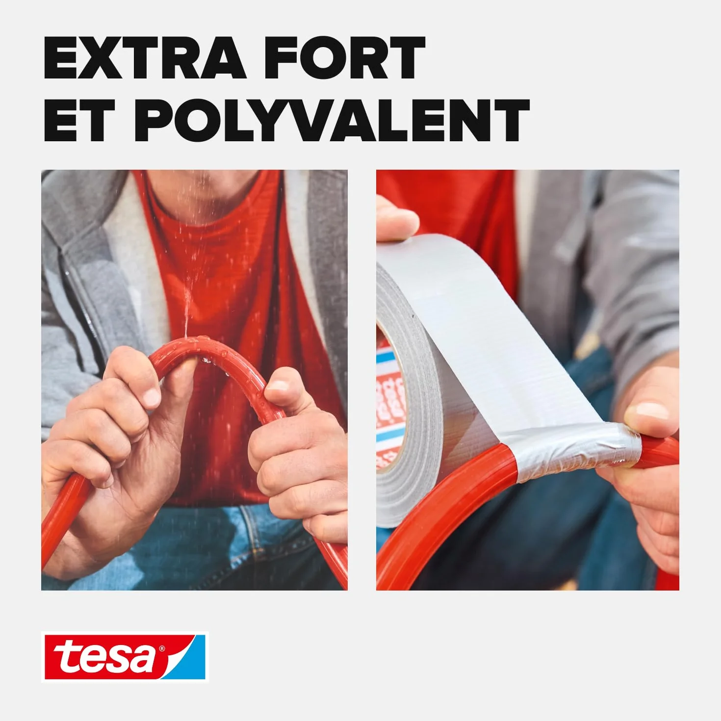 tesa extra Power Universal Ruban Adhésif Toile Gris 50 m x 50 mm 1 Rouleau