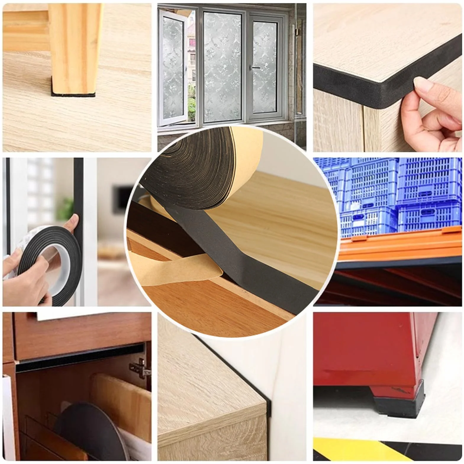 Bande de Mousse Auto-Adhésive 10m × 50mm × 5mm Ruban Isolant d'Étanchéité Noir pour Chauffage, Ventilation et Climatisation