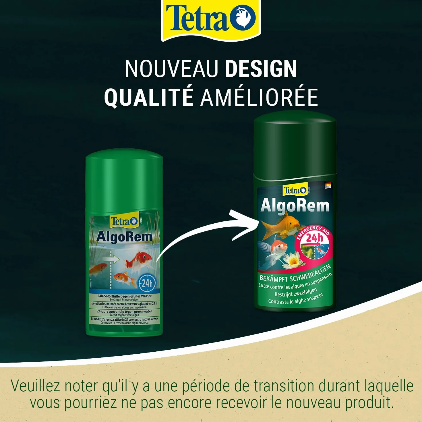 Tetra Pond AlgoRem 1 L Traitement Eau Bassin Jardin Elimine Eau Verte Algues