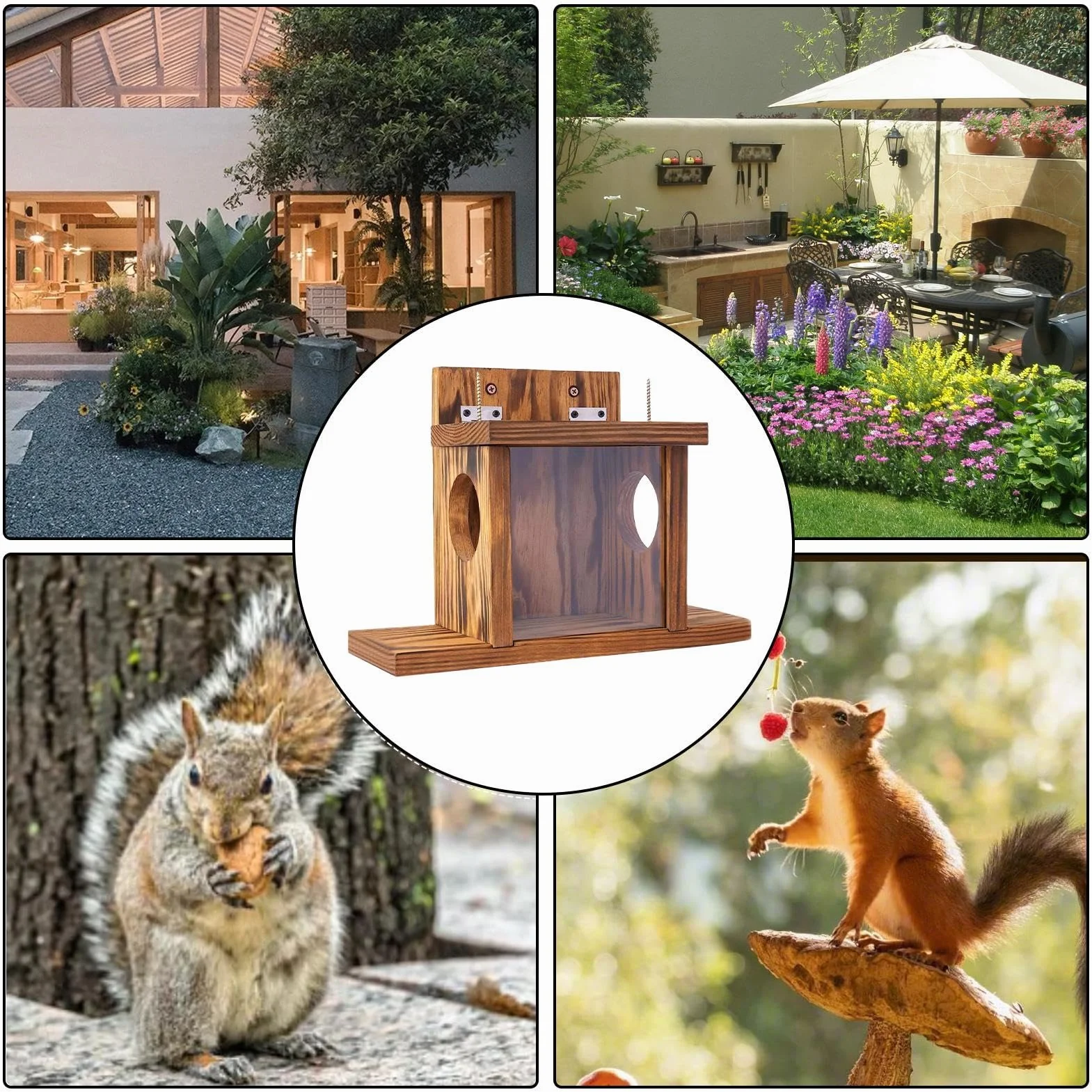 Mangeoires à écureuils pour l'extérieur, boîte de Maison pour Tamias, mangeoire à écureuils en Bois, Maison d'alimentation pour Tamias, décoration de Jardin pour l'extérieur et la Cour
