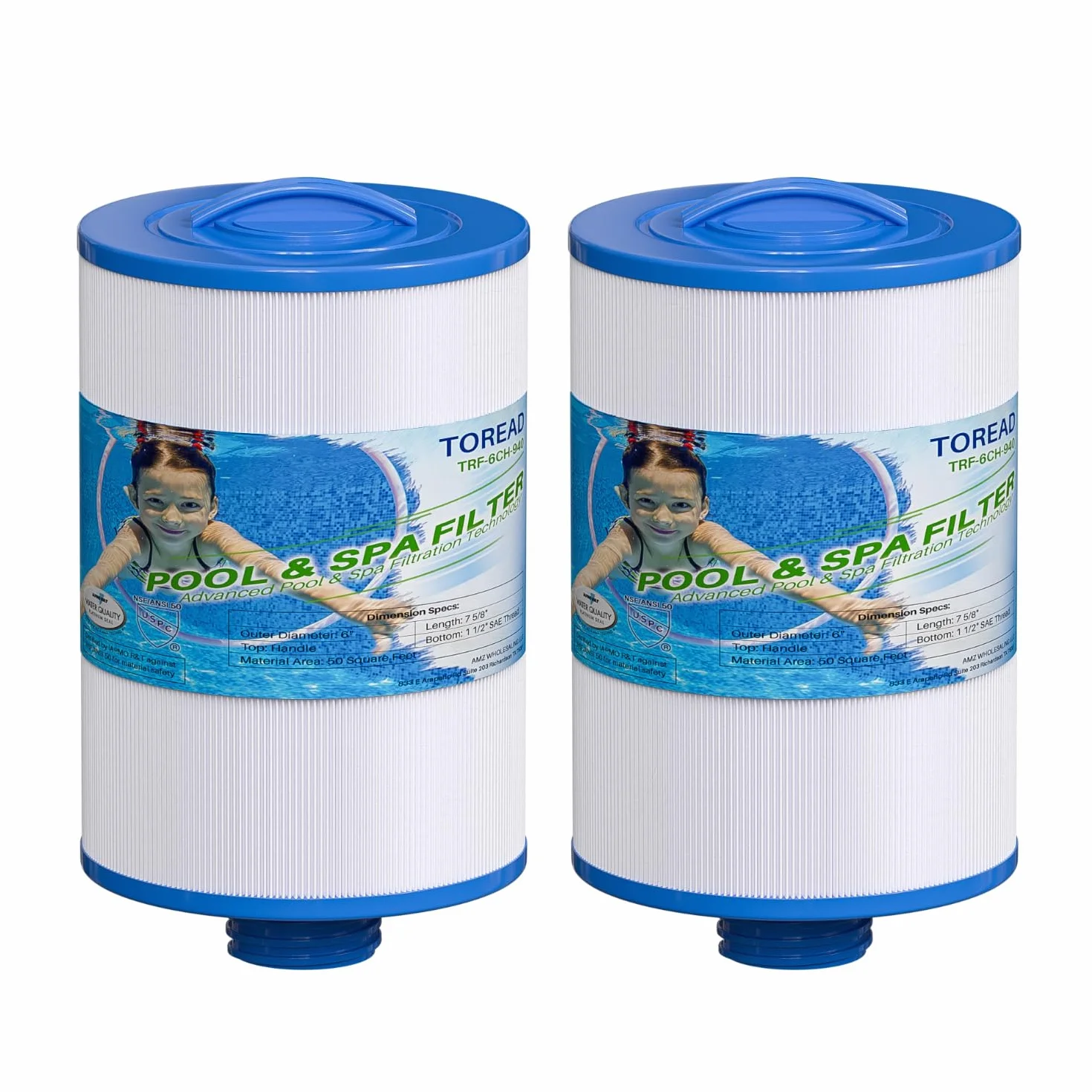 TOREAD - Lot de 2 filtres de Remplacement pour Spa Unicel 6CH-940, PWW50P3 (Pas PWW50P4), Filbur FC-0359, 817-0050, 25252, 03FIL1400 - Filetage SAE 3,8 cm