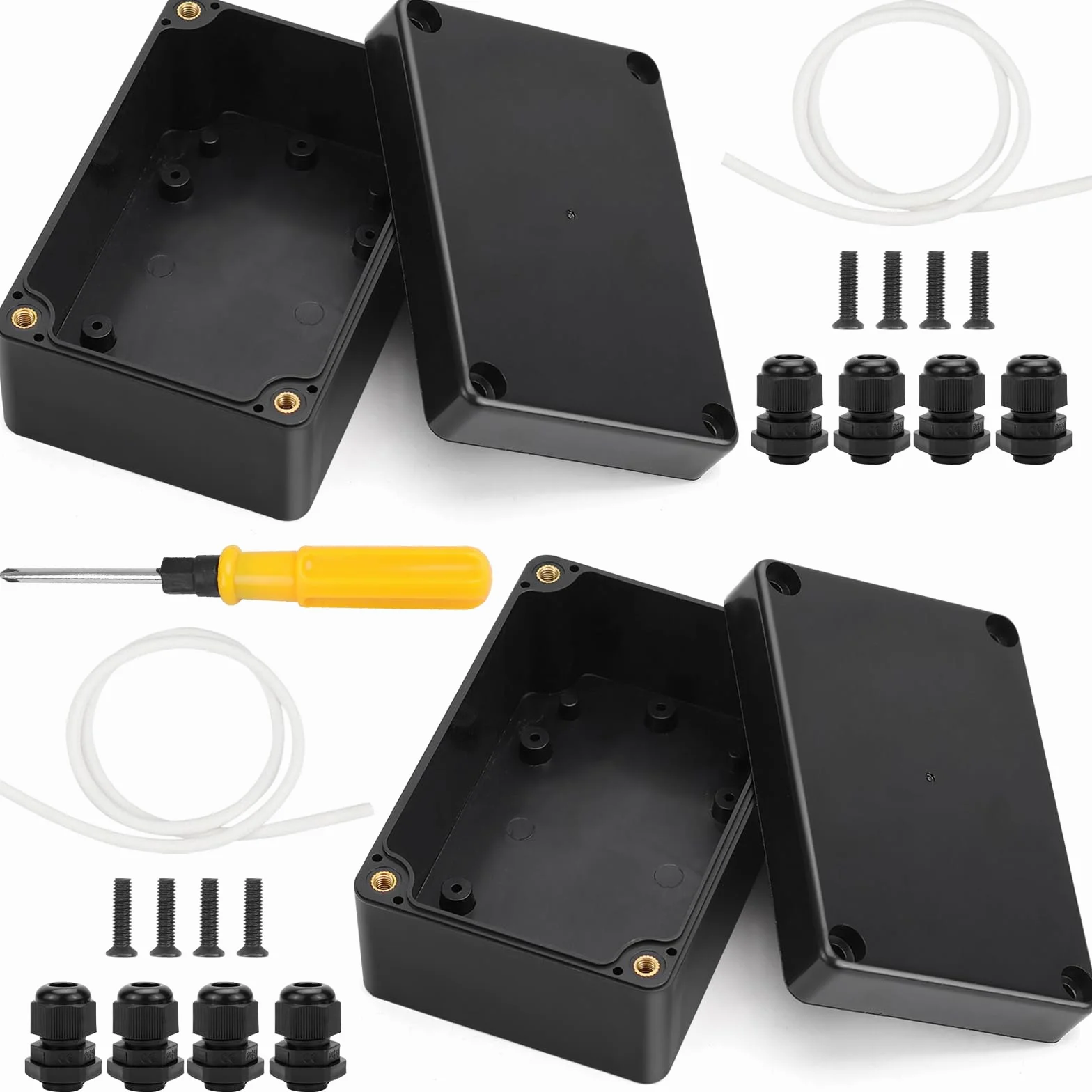 Boîte de Dérivation Étanche IP65 2 Pièces 100 x 68 x 50 mm avec Presse-étoupes pour Bricolage Électronique