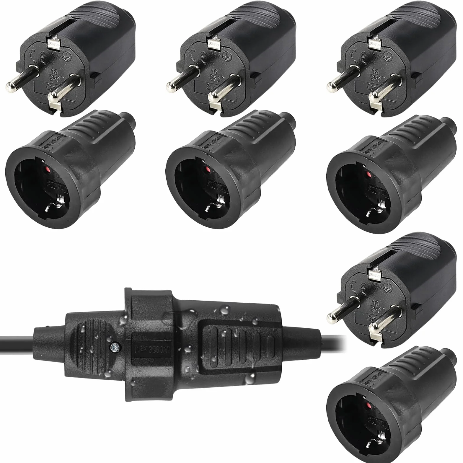 Prises Schuko étanches 250 V 16 A IP54 2 pôles avec protection