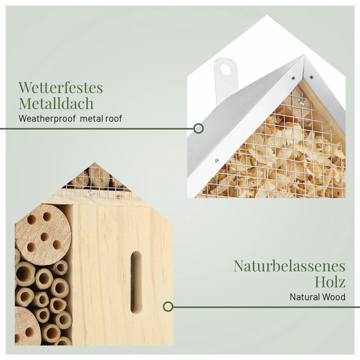 Hôtel à insectes WILDLIFE HOME en bois naturel pour abeilles sauvages, coccinelles et papillons