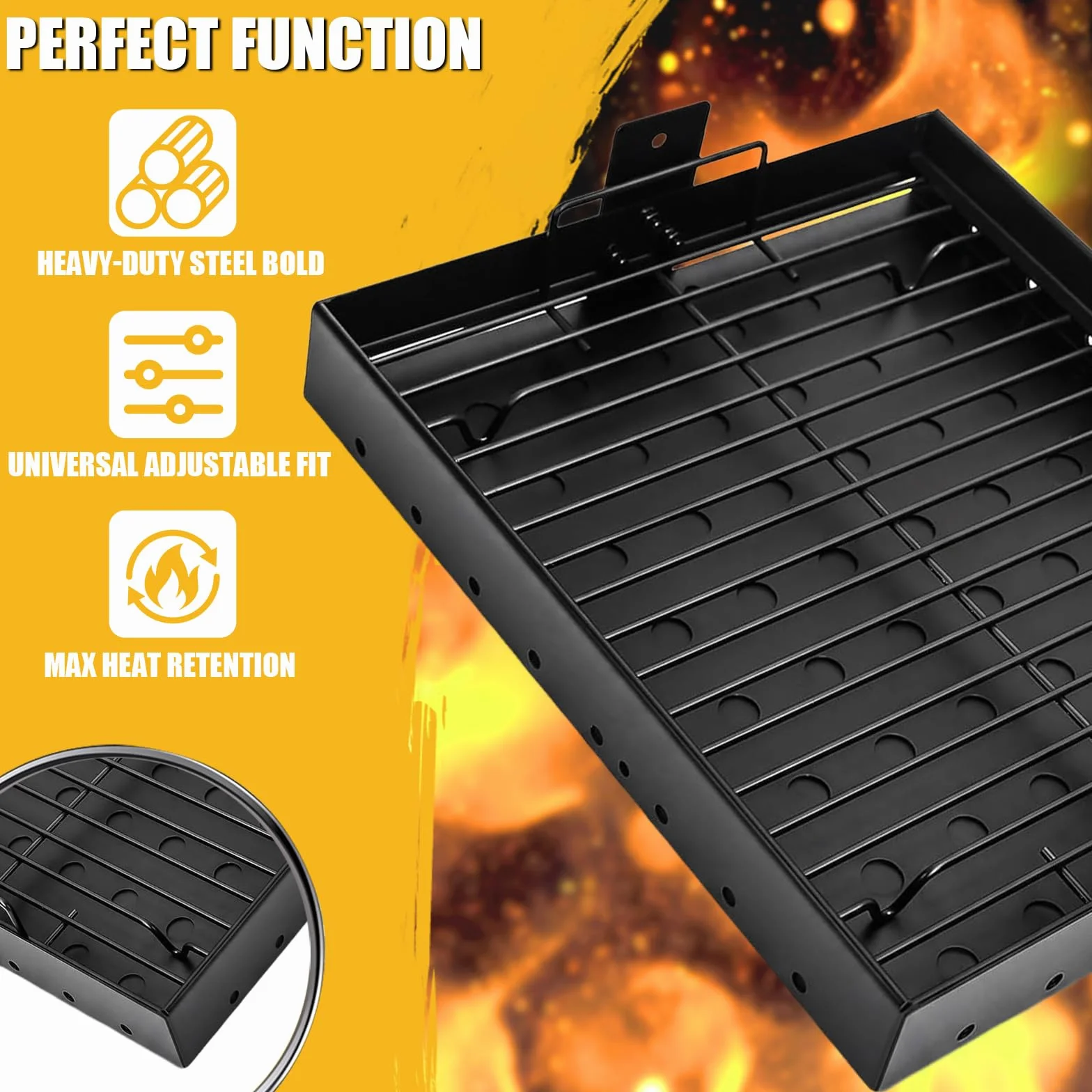 GFTIME Plateau à charbon de bois réglable 38-71 cm pour barbecue Tepro Toronto, Taino Hero XL, Activa Angular, EL Fuego Montreal