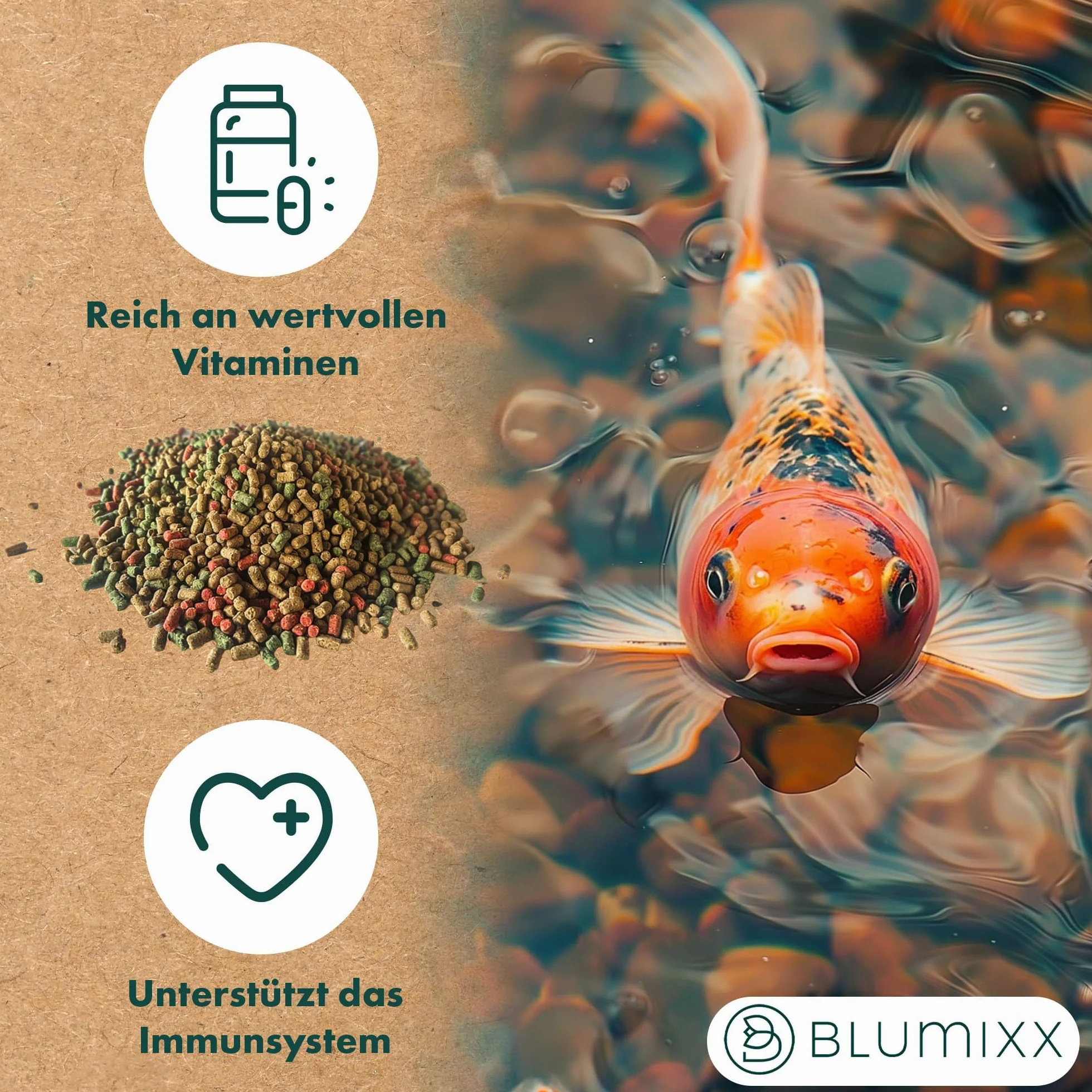 Teich Sticks Mix Sac de 50 litres (5 x 10 l) Aliment complet Nourriture pour poissons de bassin Avec vitamines Tricolore